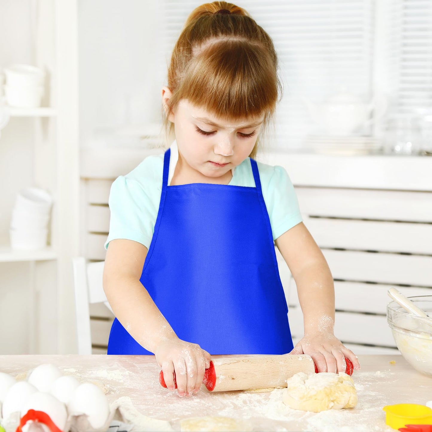 CHRORINE 6 Pack Multicolor Kids Painting Aprons - 13x19 Inch Toddler Art Smocks with 2 Pockets