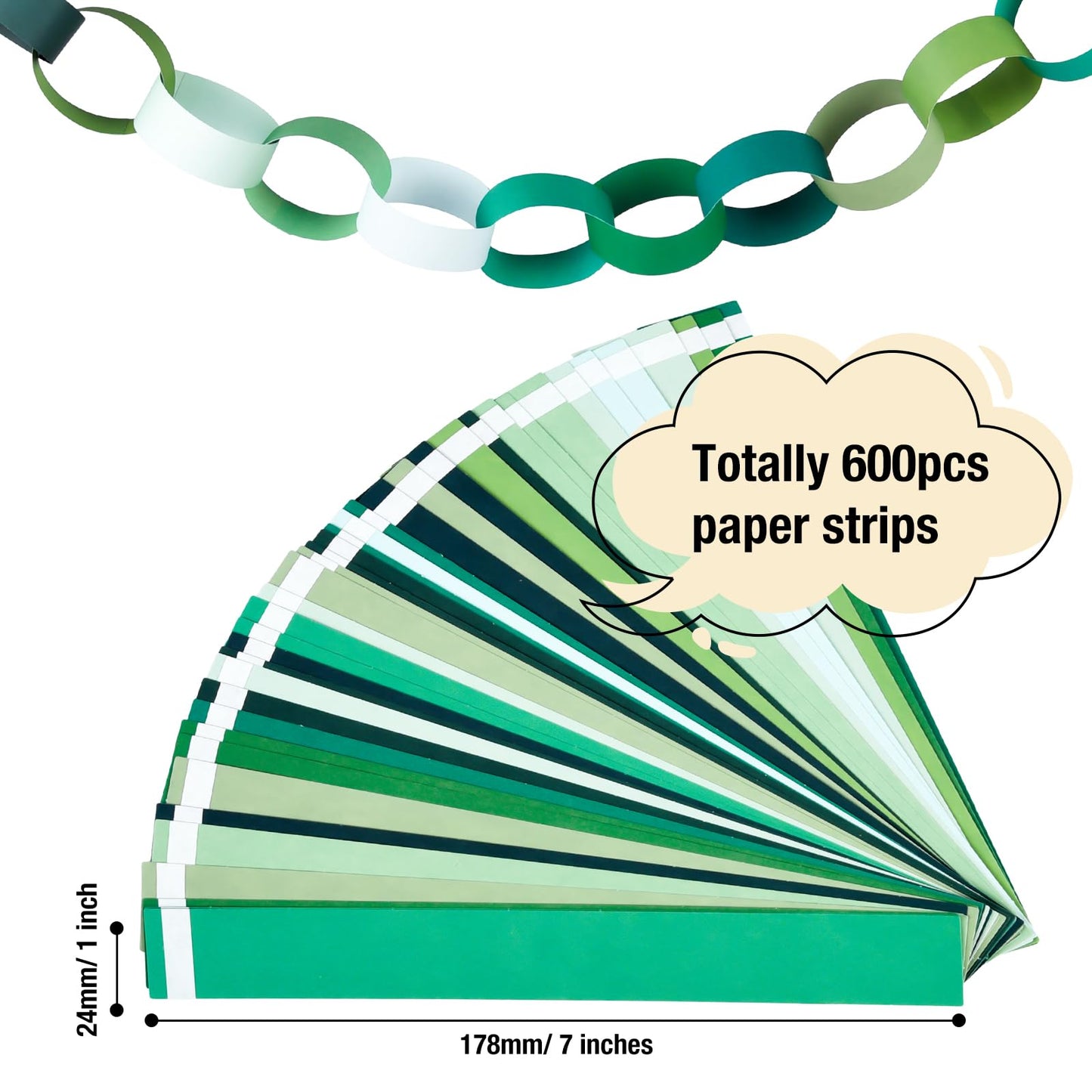 CHRORINE 600 Pcs Colorful Paper Chains Strips for Birthday Parties and DIY Crafts