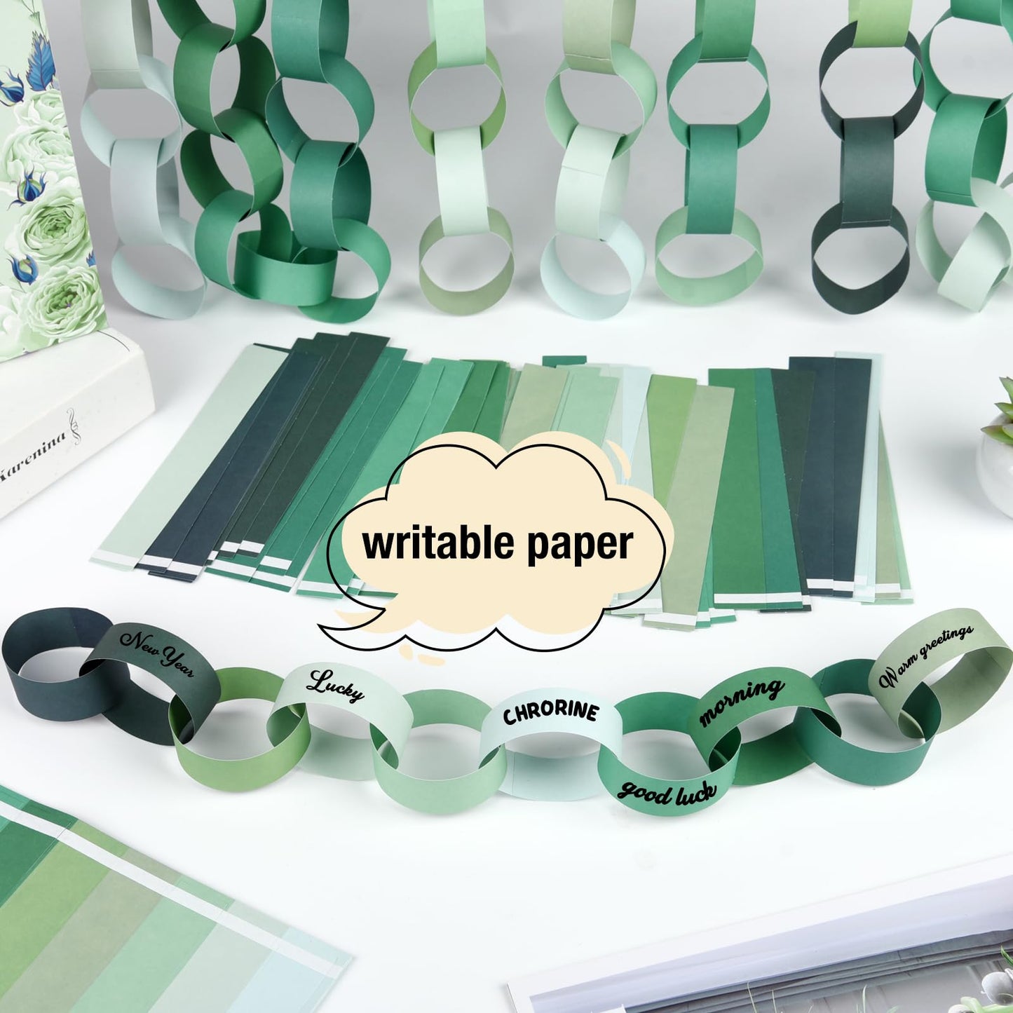 CHRORINE 600 Pcs Colorful Paper Chains Strips for Birthday Parties and DIY Crafts