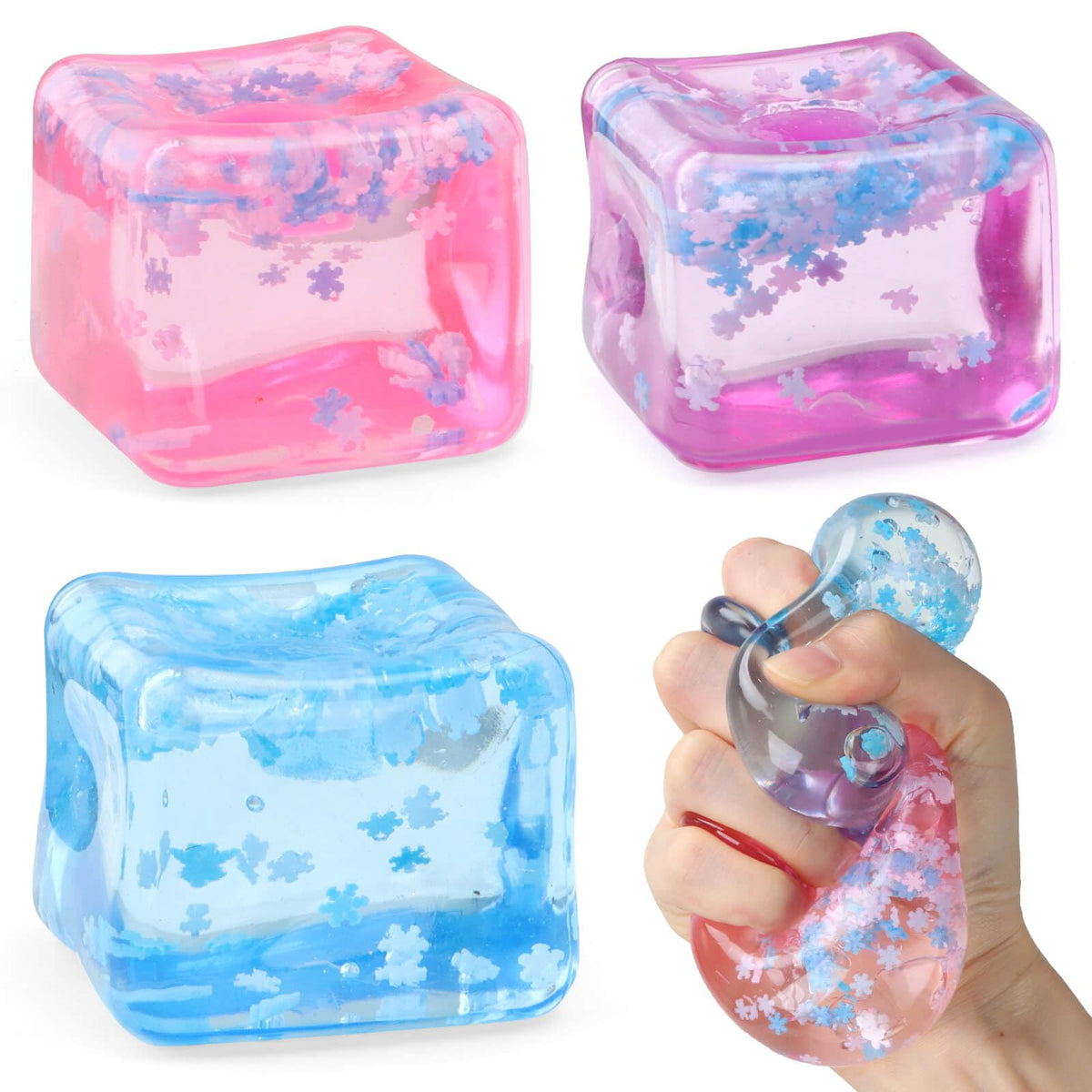 Chridark Ice Cube Fidget Toy 3-Pack | Sensory Squishy Cubes for All Ages – Stress Relief, Focus & Portable Calm