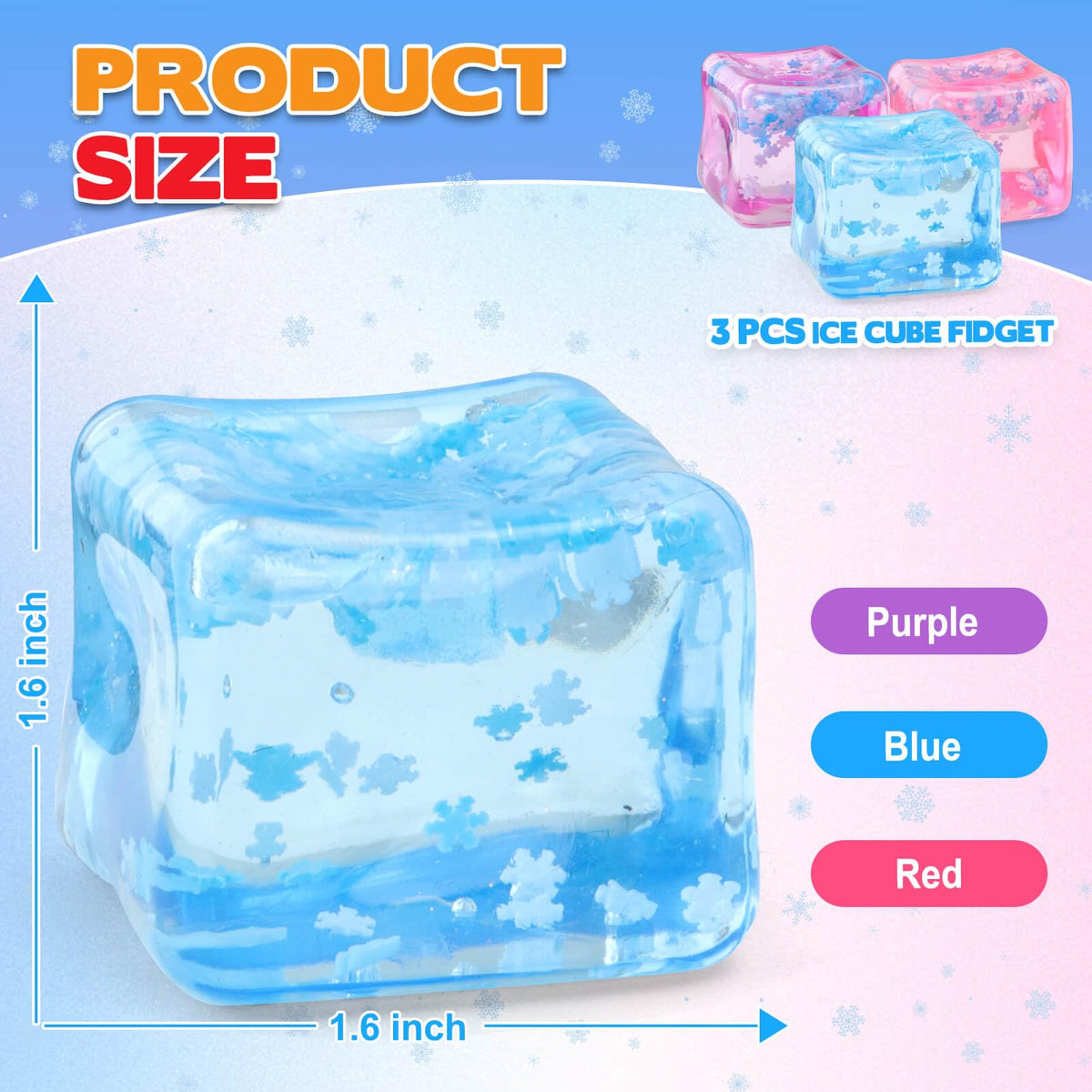 Chridark Ice Cube Fidget Toy 3-Pack | Sensory Squishy Cubes for All Ages – Stress Relief, Focus & Portable Calm