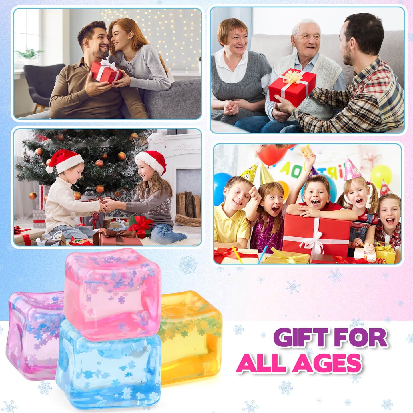 Chridark Ice Cube Fidget Toy Set — 4 Pcs Sensory Stress Cubes for All Ages