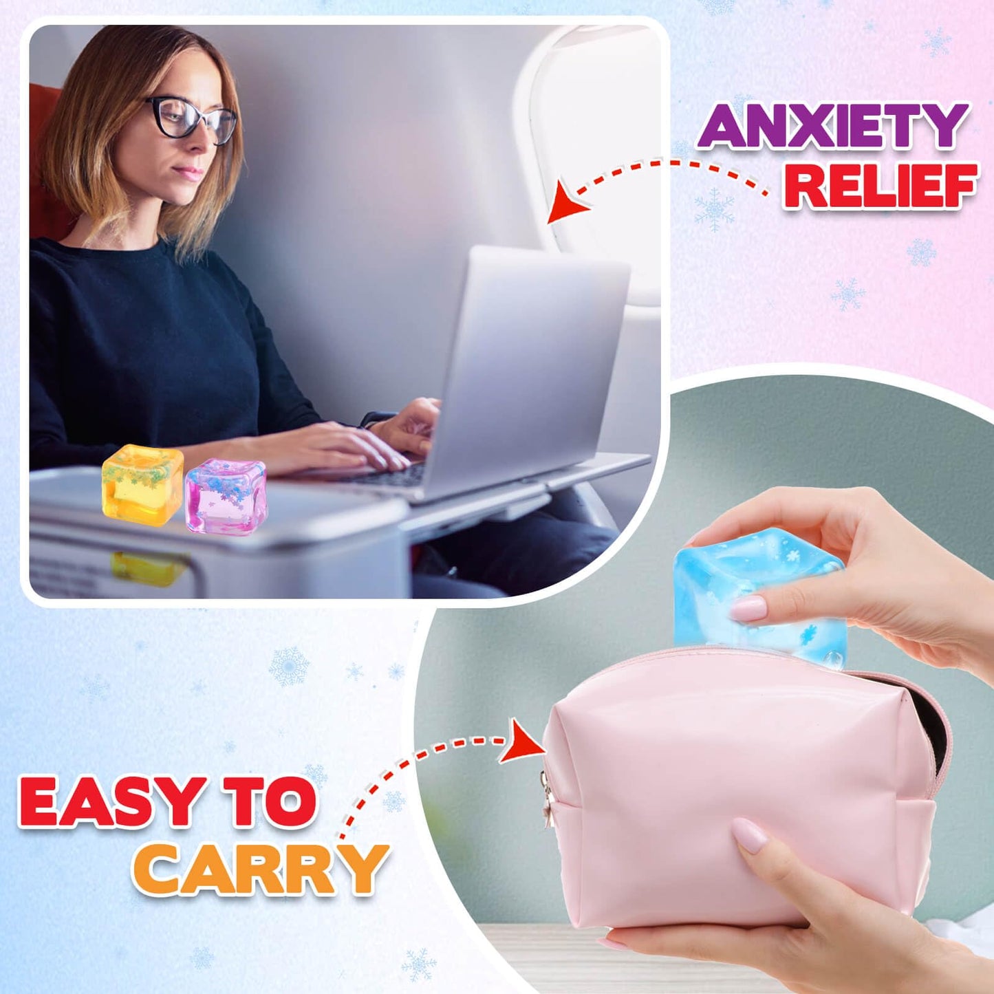 Chridark Ice Cube Fidget Toy Set — 4 Pcs Sensory Stress Cubes for All Ages