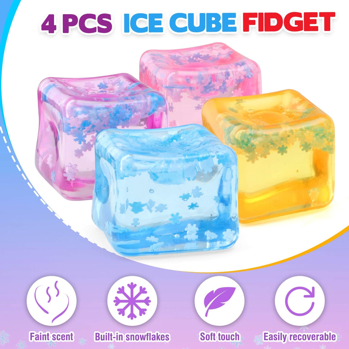 Chridark Ice Cube Fidget Toy Set — 4 Pcs Sensory Stress Cubes for All Ages