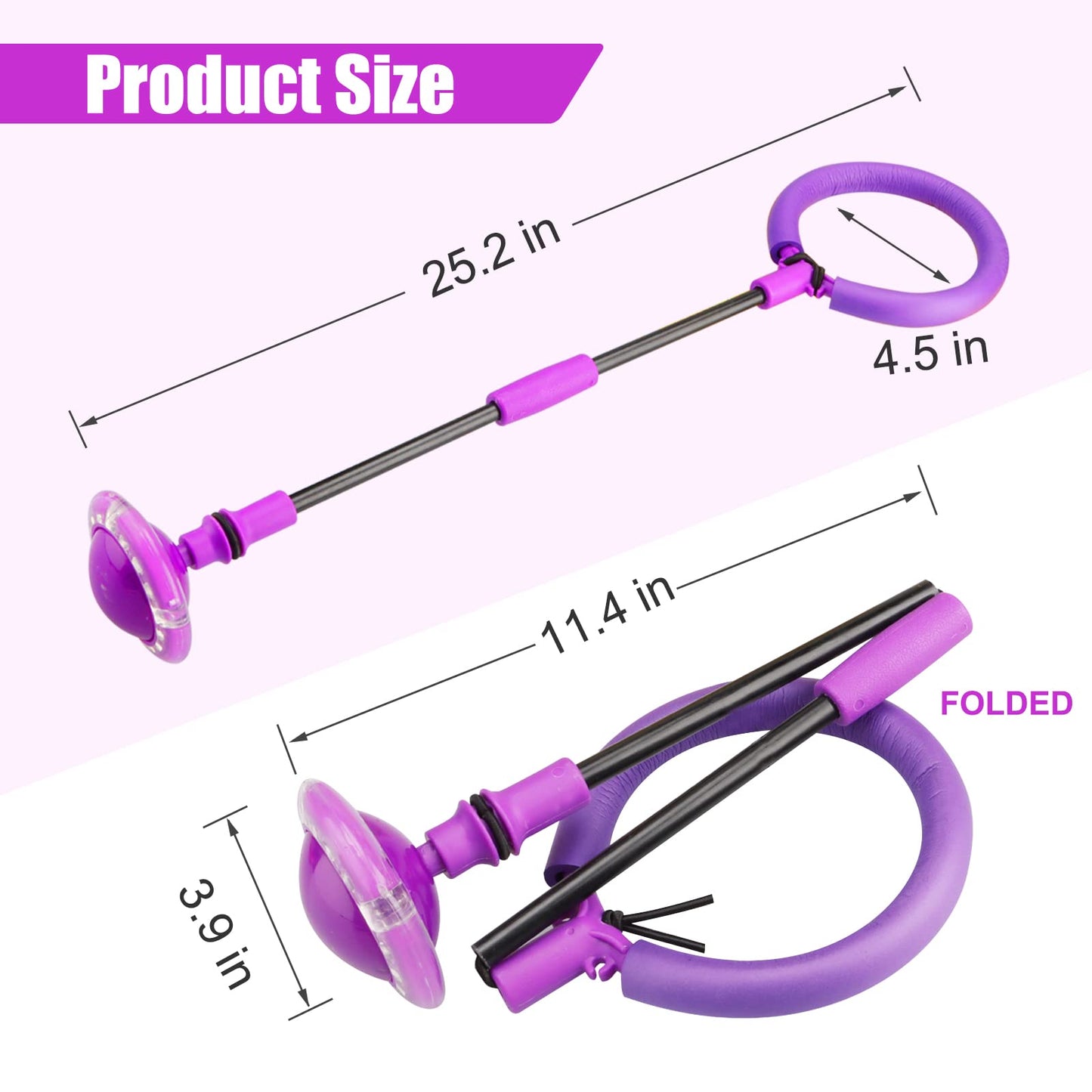 Chridark Ankle Skip Ball with Flash Wheel – Foldable Outdoor Toy for Kids & Adults (Purple)