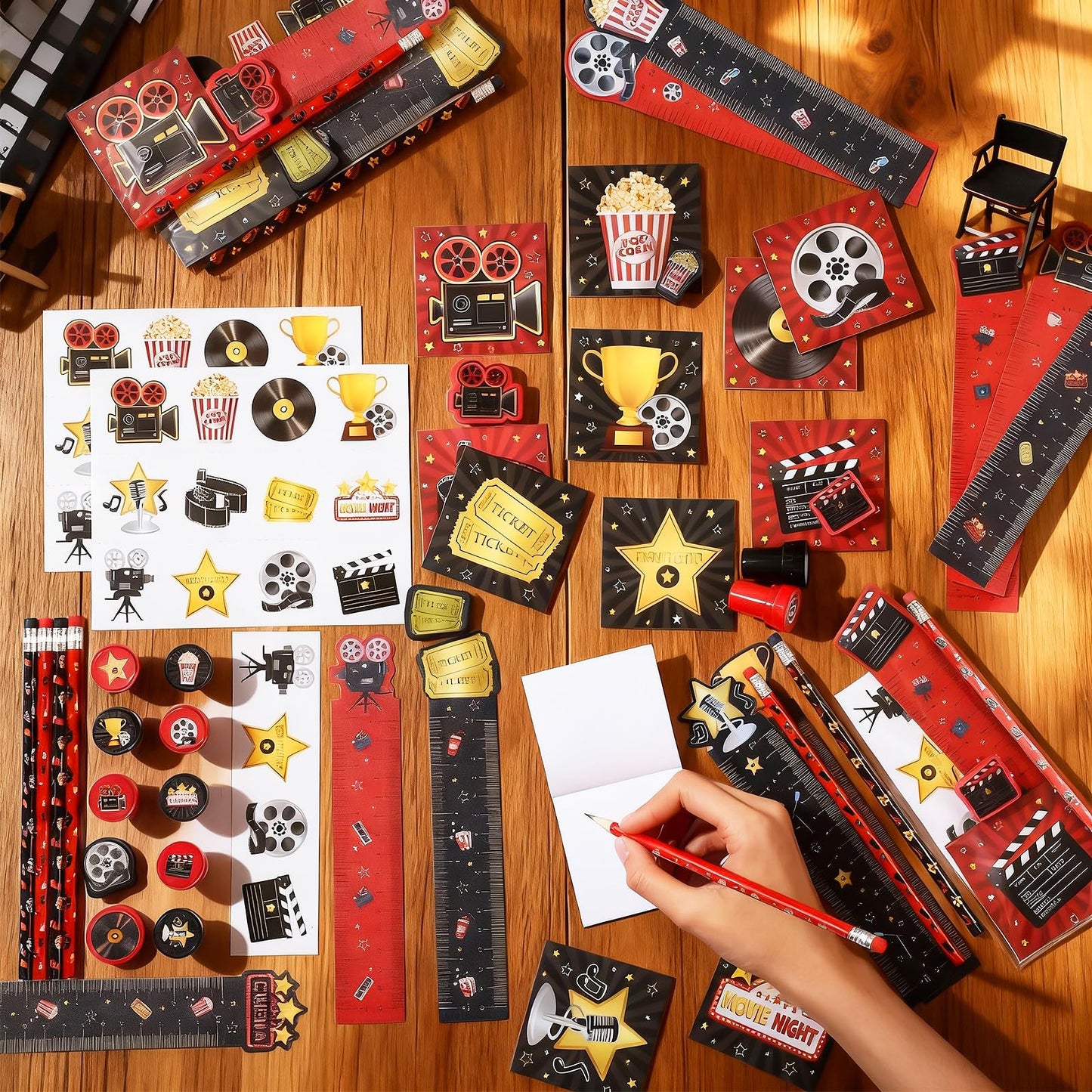 Chrisfall 168 Pcs Movie Night Party Favors Set – Cinema-Themed Stationery Pack