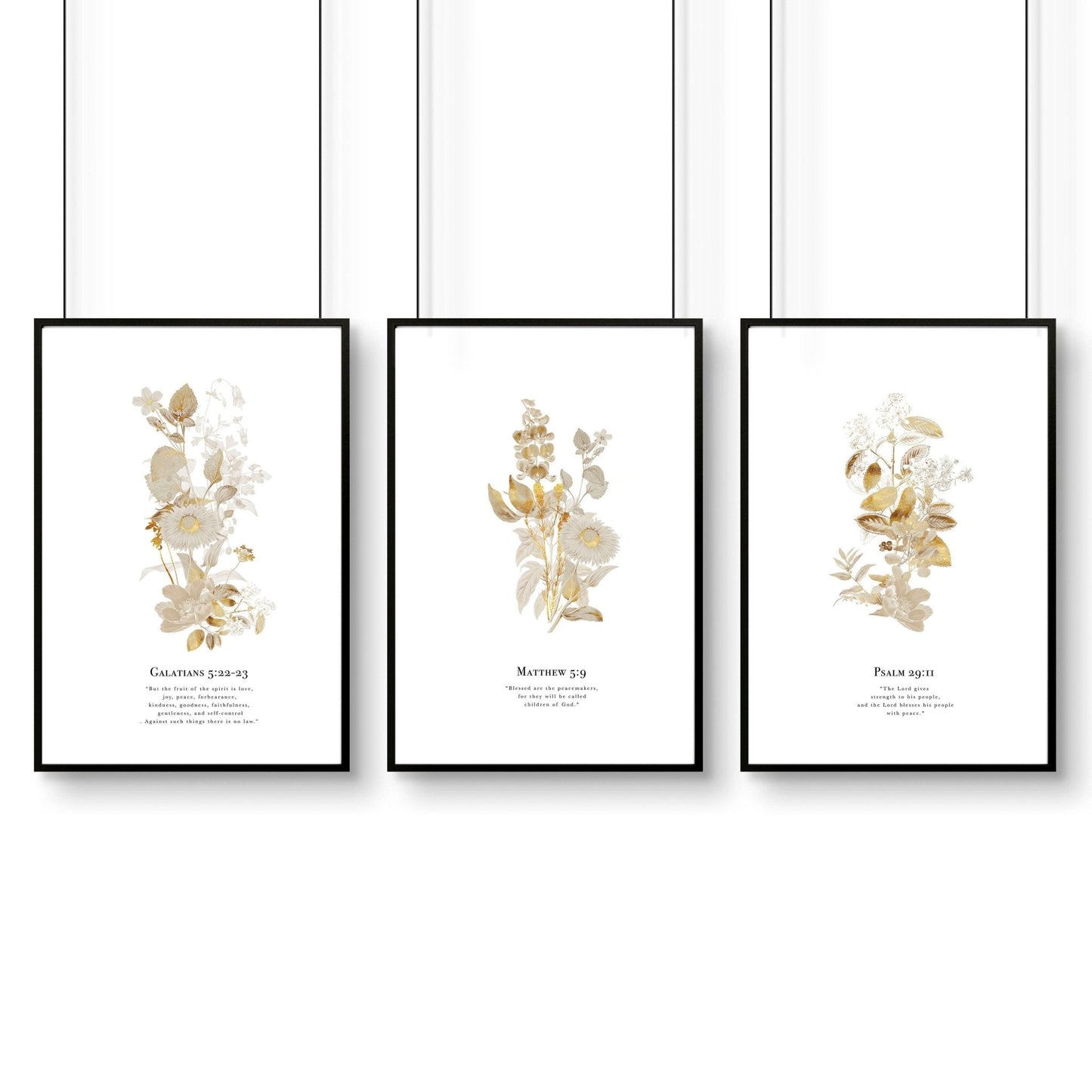 Bible quote wall art | set of 3 Christian wall art prints