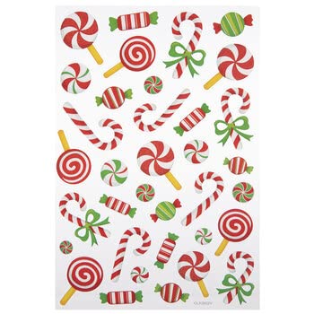 Christmas Crafts Peppermint Candy Cane Stickers - Glitter Adhesive Decals for Crafts & Scrapbooks (35 Pieces)