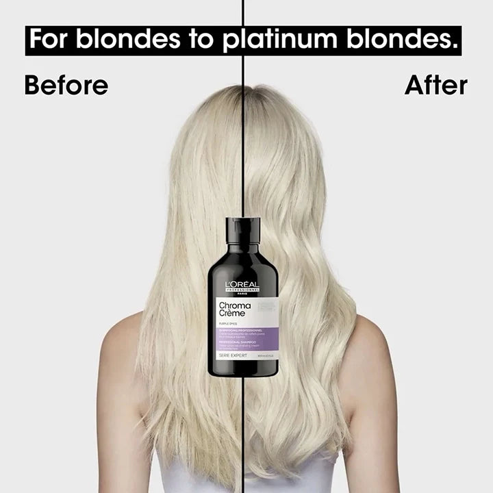 L'Oréal Professionnel Serié Expert Chroma Crème Purple Dyes Shampoo Neutralises Yellow Tones for Highlighted & Blonde Hair 300 ml/10.14 oz