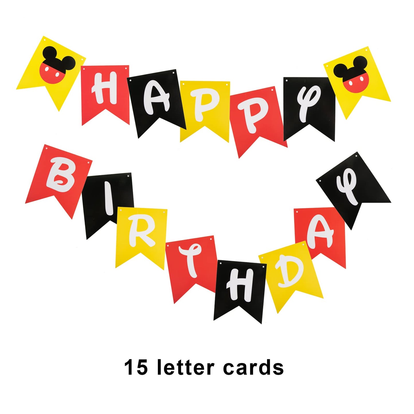 CHuangQi Colorful Happy Birthday Banner with Mickey Style Bunting – Mickey Theme Party Supplies