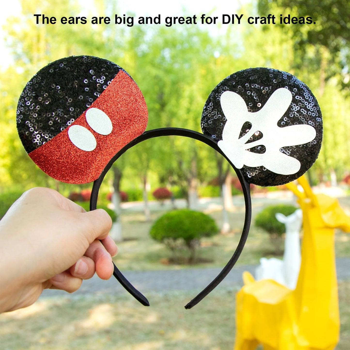 CHuangQi 2-Pack Mouse Ears Headbands with Shiny Bow — Double-Sided Sequins for Party & Photos | XC25-2