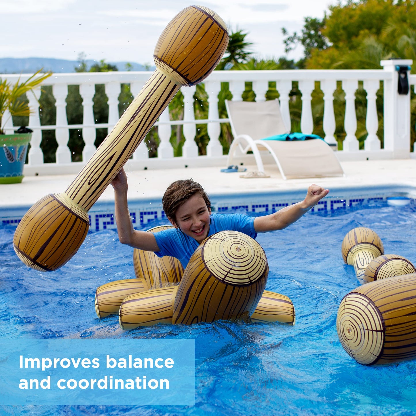 Chuchik Upgraded Battle Logs — Inflatable Joust Pool Game for Adults & Teens