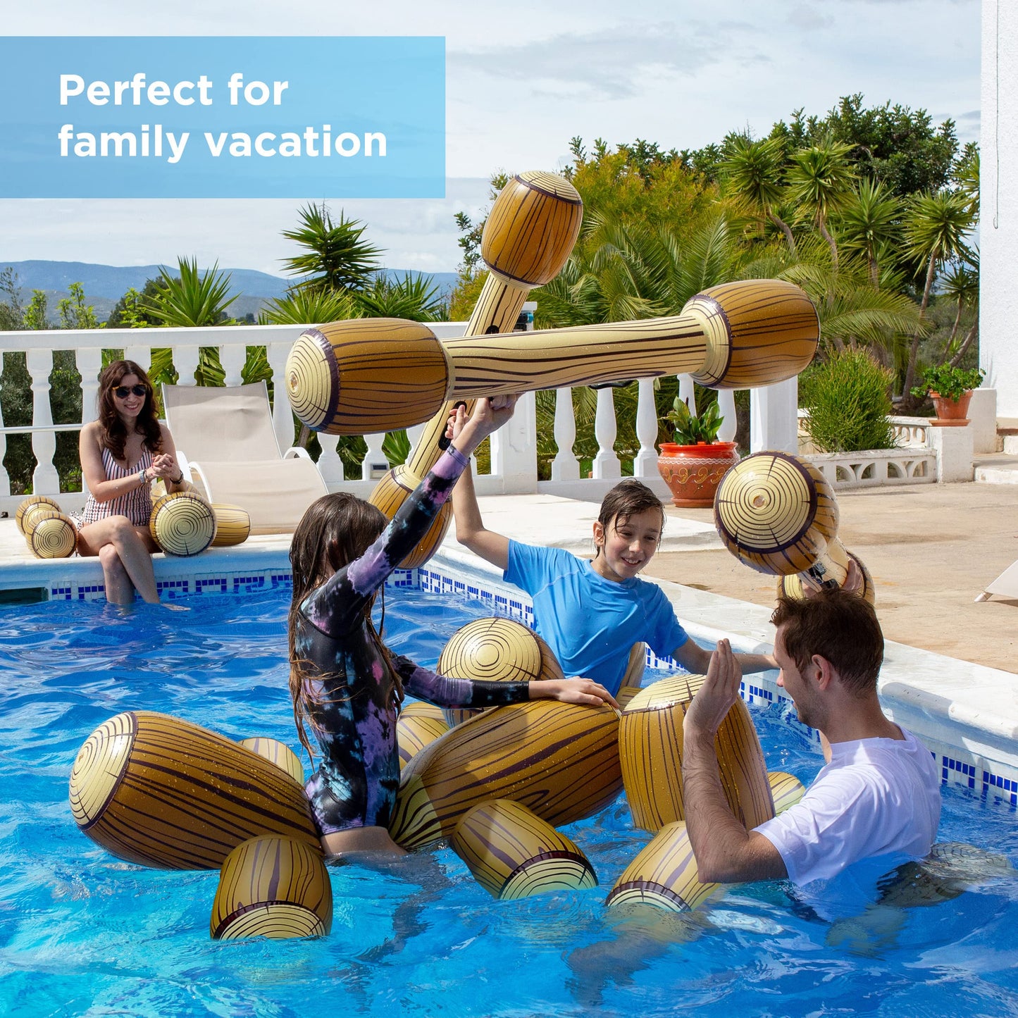 Chuchik Upgraded Battle Logs — Inflatable Joust Pool Game for Adults & Teens