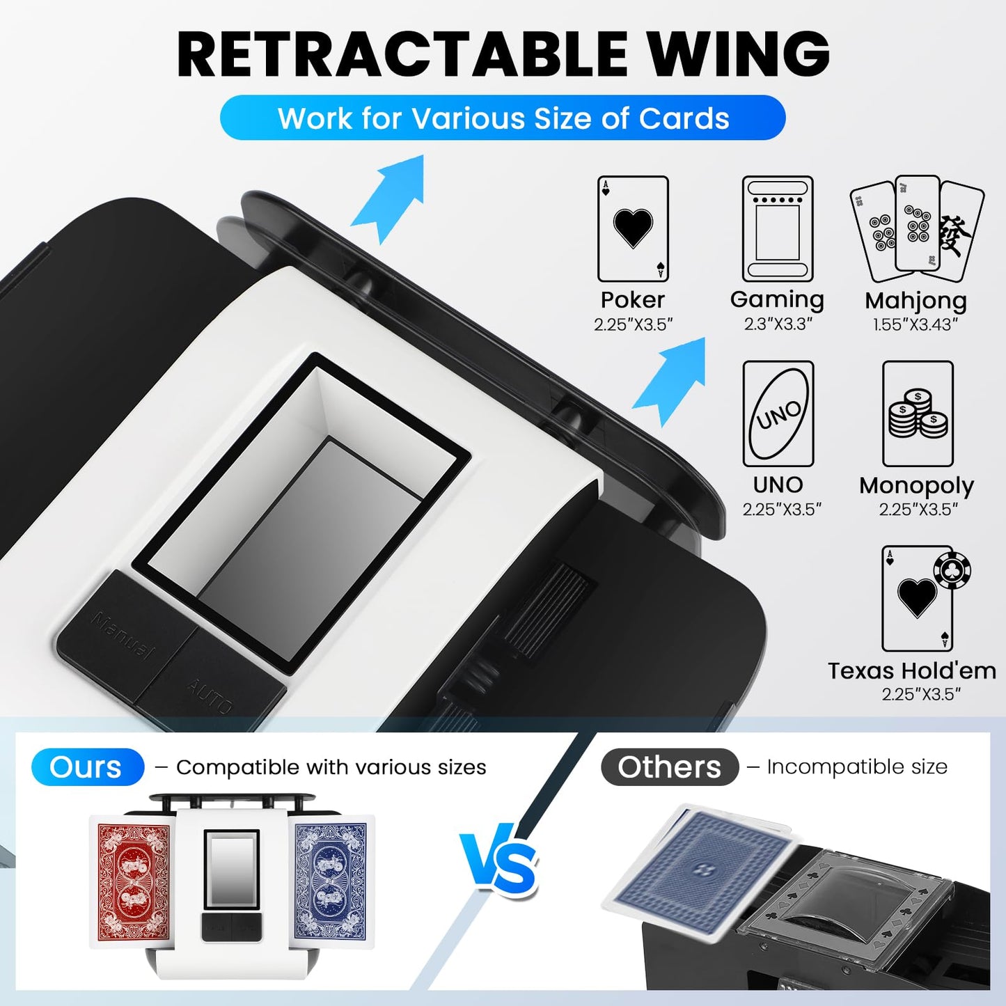 Chudeilo Automatic Card Shuffler (1-2 Decks) – Ultra-Quiet, USB-C Rechargeable, 2-Second Shuffle