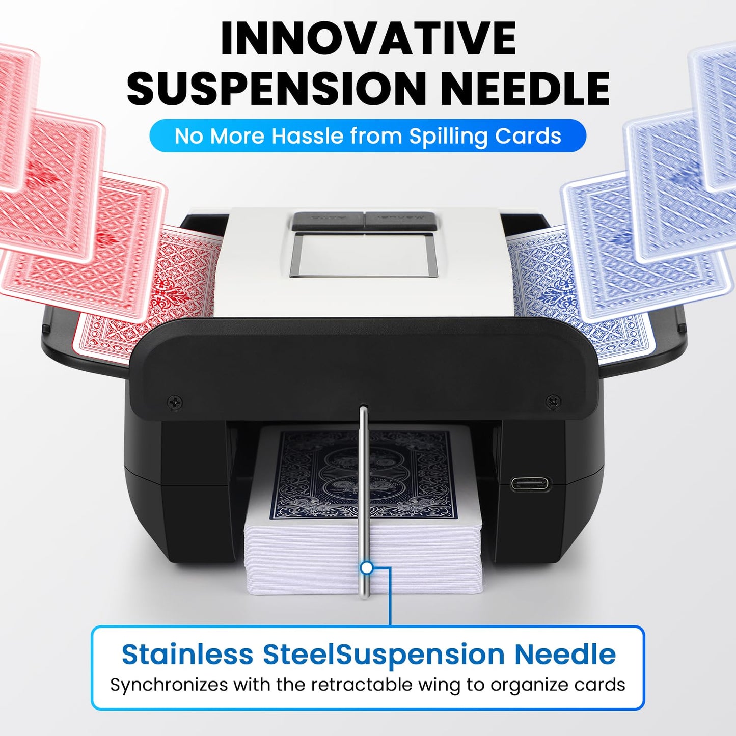 Chudeilo Automatic Card Shuffler (1-2 Decks) – Ultra-Quiet, USB-C Rechargeable, 2-Second Shuffle