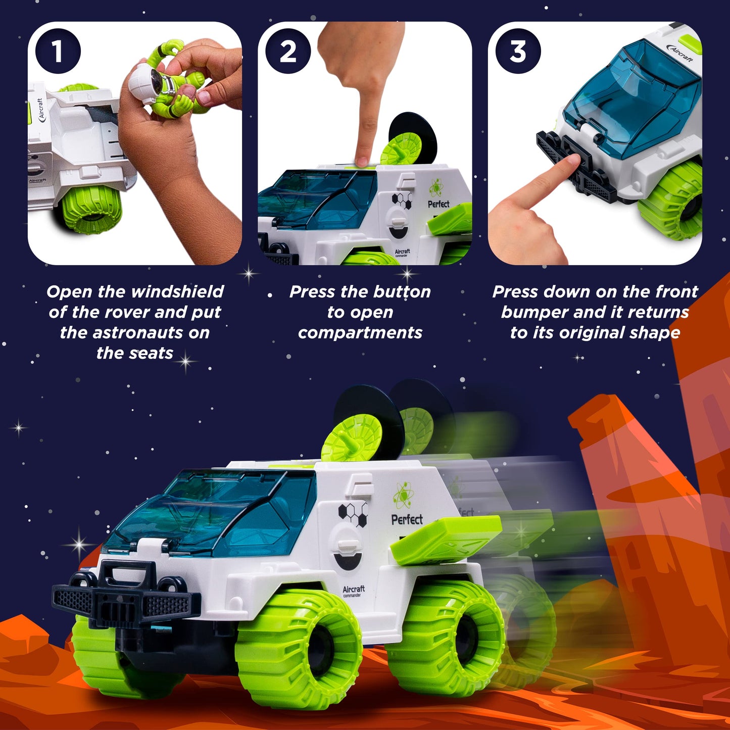 CHUKOO Upgraded Space Playset – Space Shuttle Toy with Astronauts, Rover & Station