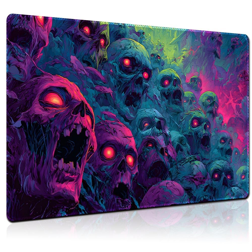 CHUNBAI MTG Playmat 24x14 Inch - Game Zone or Plain Layout, Non-Slip Rubber Base
