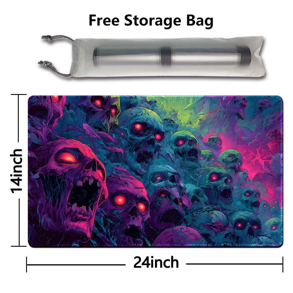 CHUNBAI MTG Playmat 24x14 Inch - Game Zone or Plain Layout, Non-Slip Rubber Base