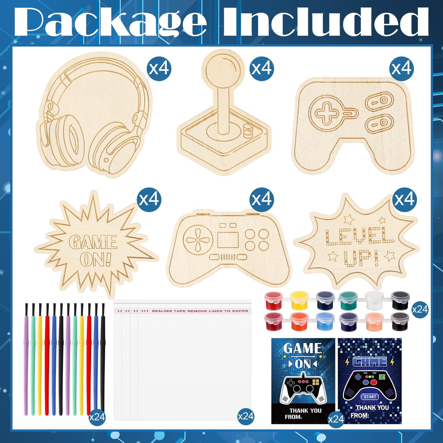Chunful 24 Sets Video Game Painting Kits – DIY Gaming Party Favors & Home Craft Gifts