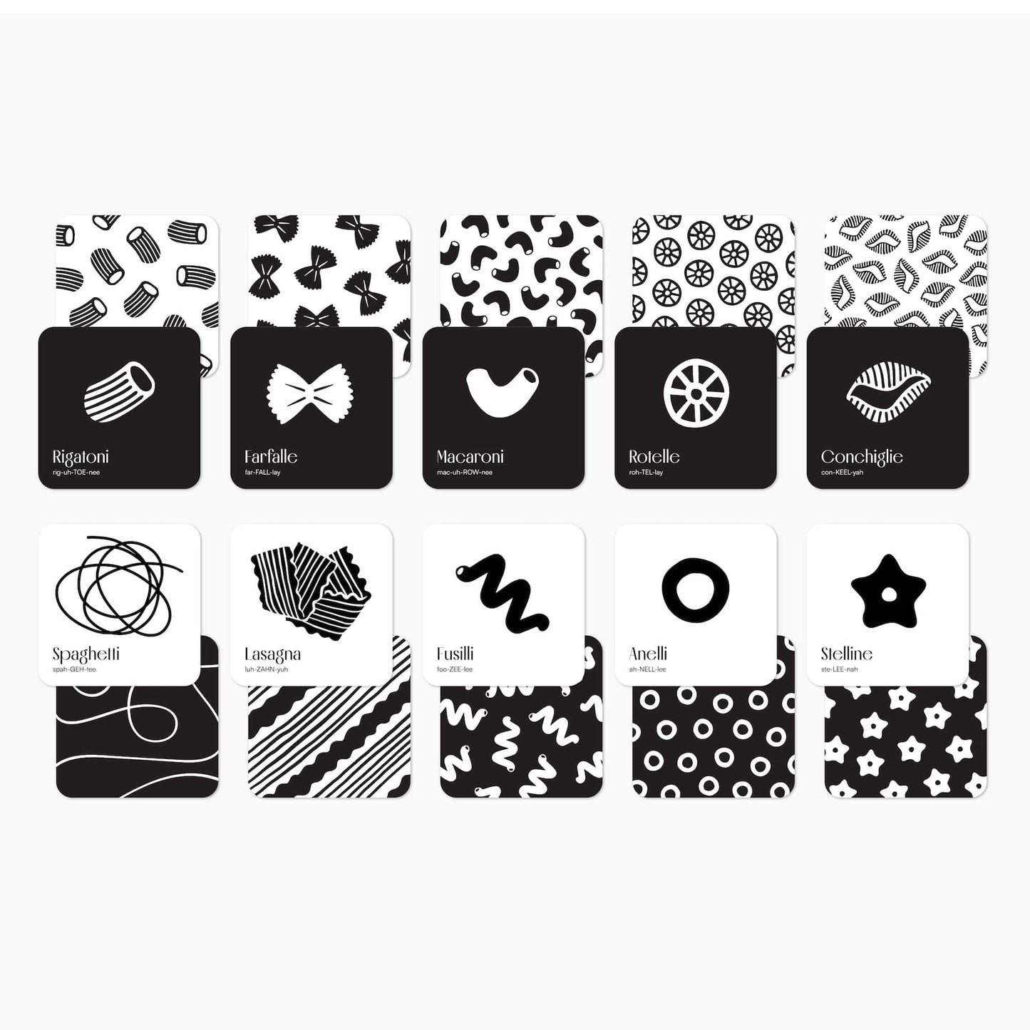 Chunky Deli Baby Pasta Cards – High-Contrast Flash Cards