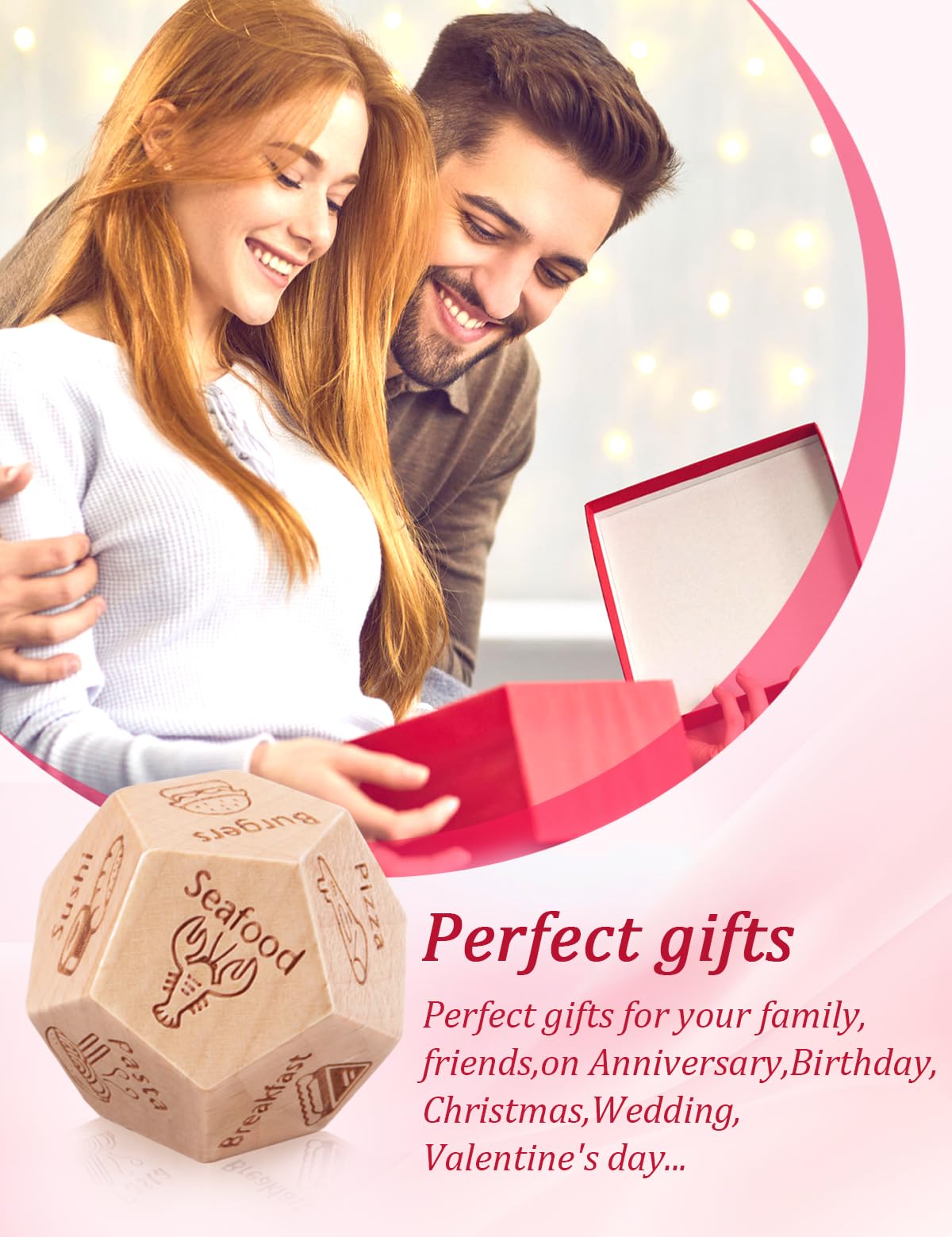 ChunlongFour Valentines Day Gifts for Him & Her – Food Decision Dice for Couples