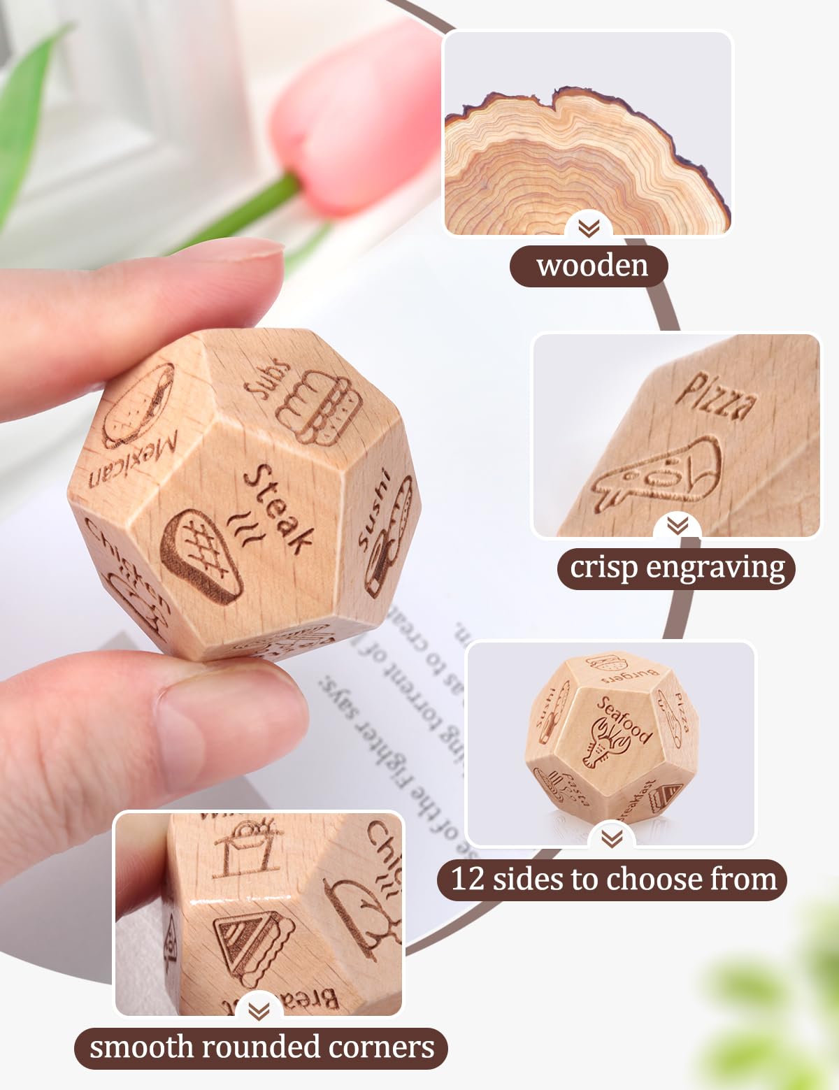 ChunlongFour Valentines Day Gifts for Him & Her – Food Decision Dice for Couples