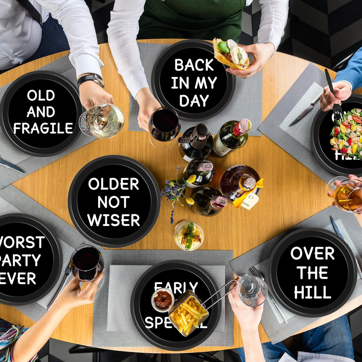 CHUNNIN 60PCS Funny Old Man Birthday Plates – 7in Over-the-Hill Party Supplies