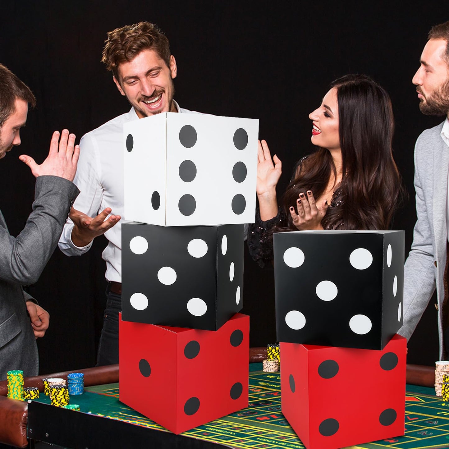 CHUNNIN 60-Piece Casino Theme Party Decoration Set | Dice Boxes, Balloons & Giant Cards