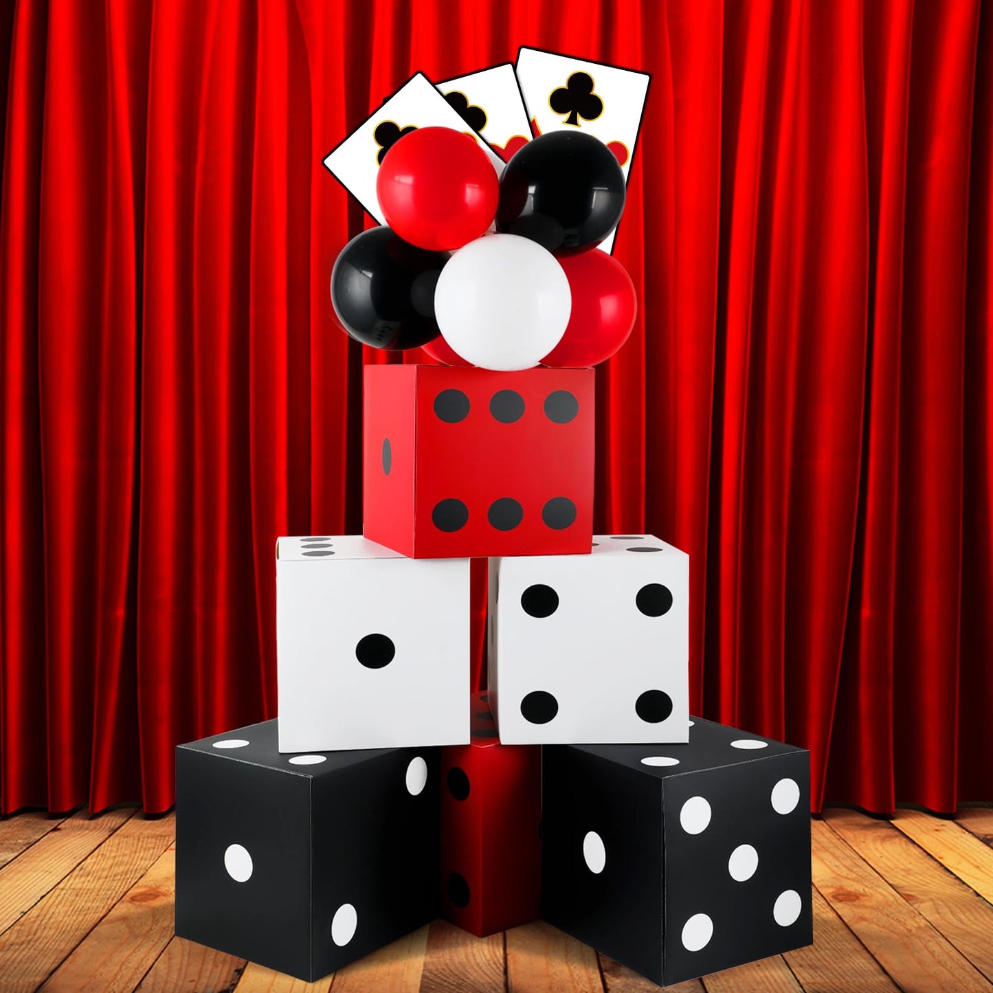 CHUNNIN 60-Piece Casino Theme Party Decoration Set | Dice Boxes, Balloons & Giant Cards