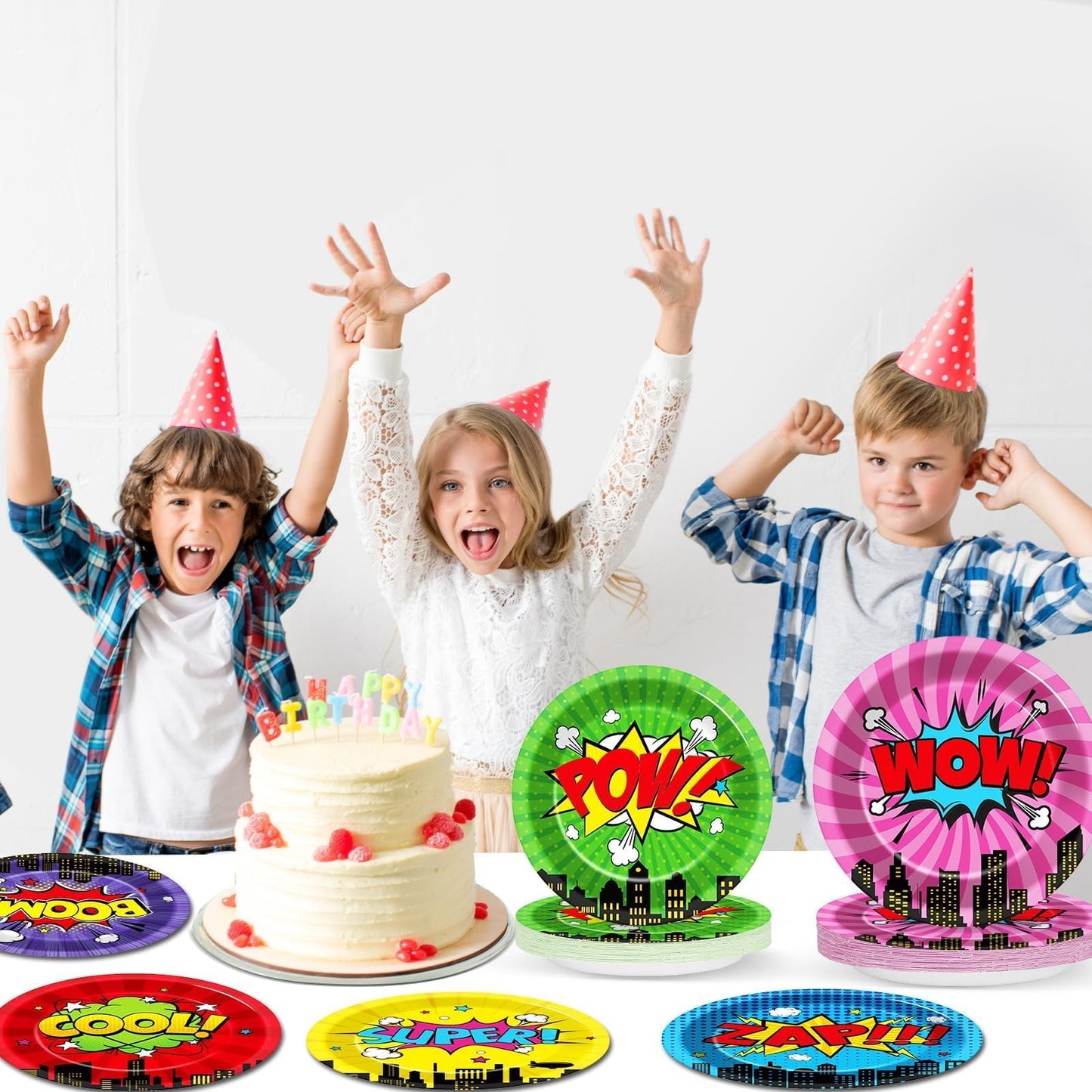 CHUNNIN 60 Pcs Super Theme Hero Party Plates – 9in Disposable Birthday Tableware