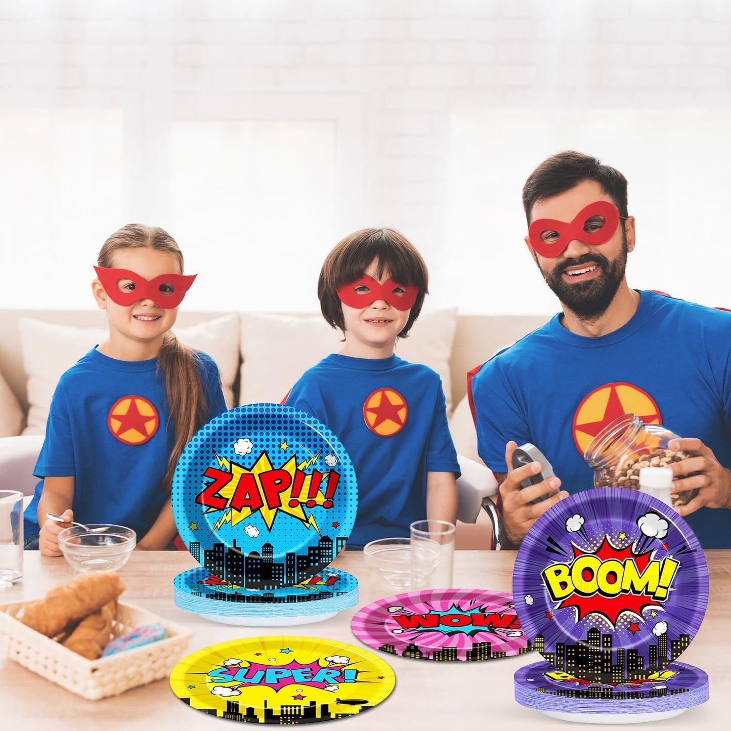 CHUNNIN 60 Pcs Super Theme Hero Party Plates – 9in Disposable Birthday Tableware