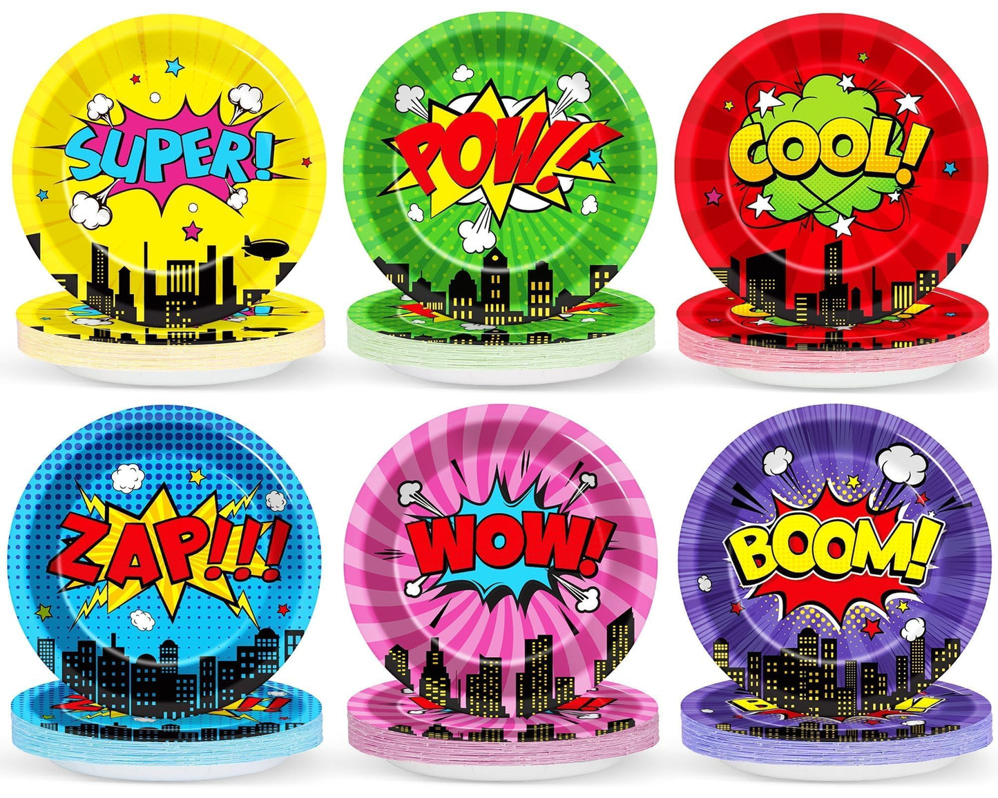CHUNNIN 60 Pcs Super Theme Hero Party Plates – 9in Disposable Birthday Tableware
