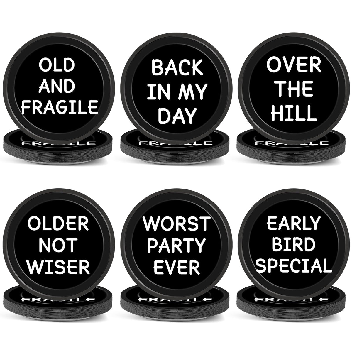 CHUNNIN 60PCS Funny Old Man Birthday Plates – 7in Over-the-Hill Party Supplies