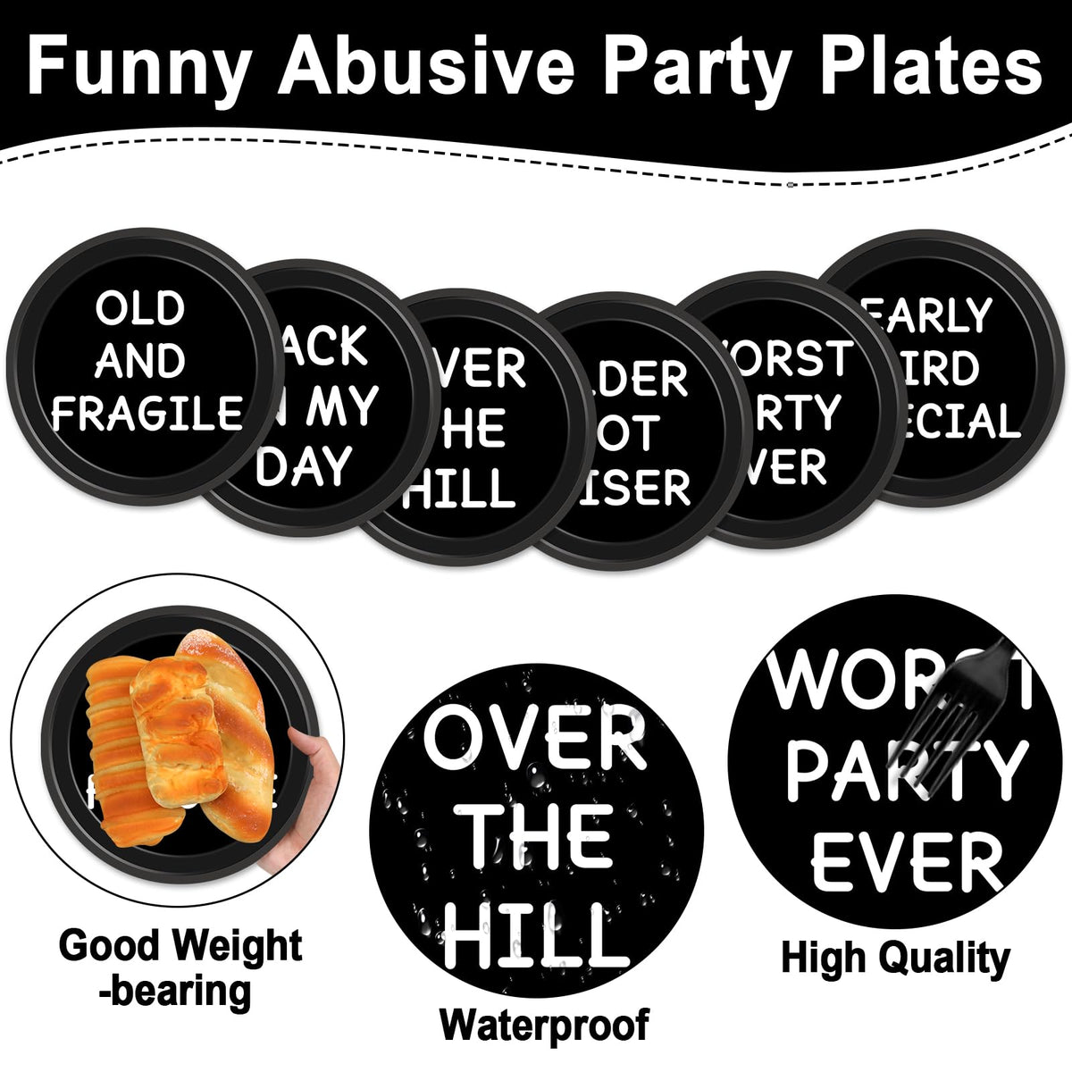 CHUNNIN 60PCS Funny Old Man Birthday Plates – 7in Over-the-Hill Party Supplies