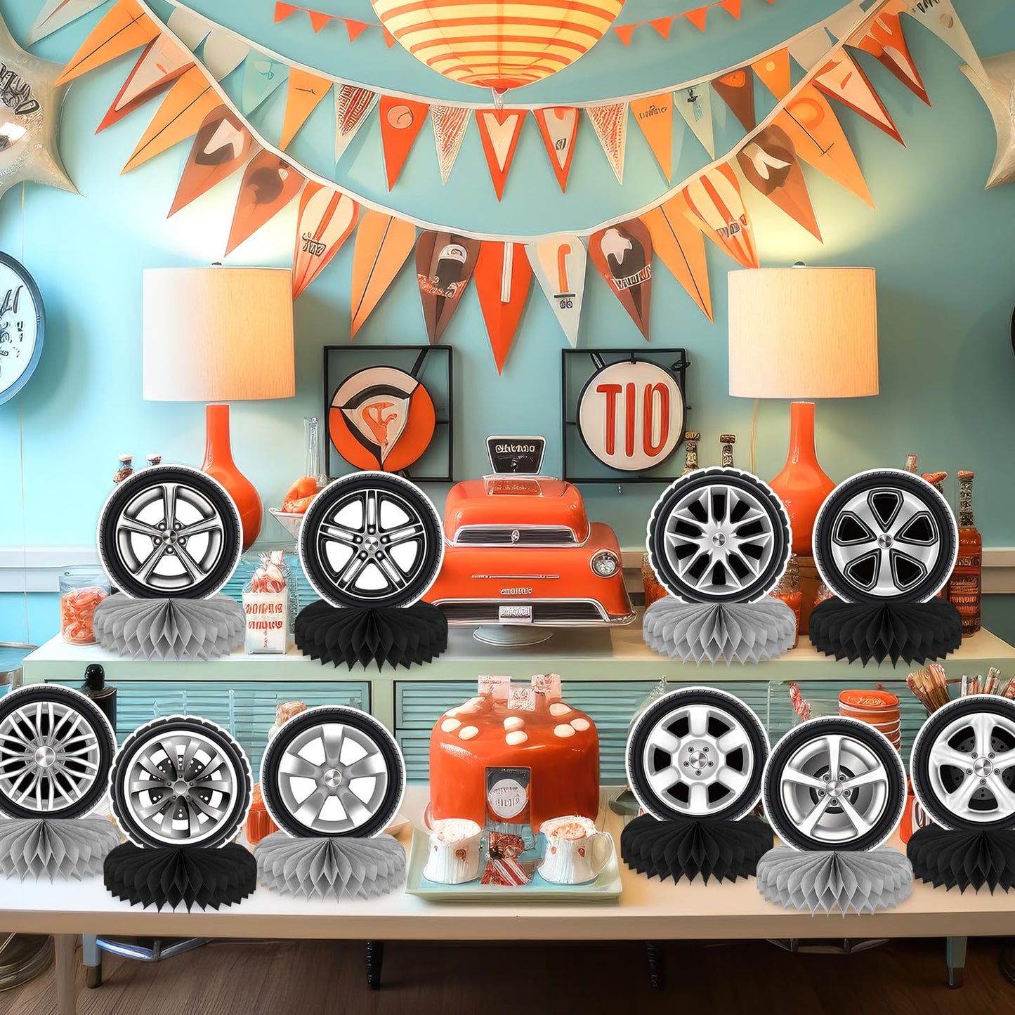 CHUNNIN 12Pcs Race Car Centerpieces – Car Themed Birthday Table Decor