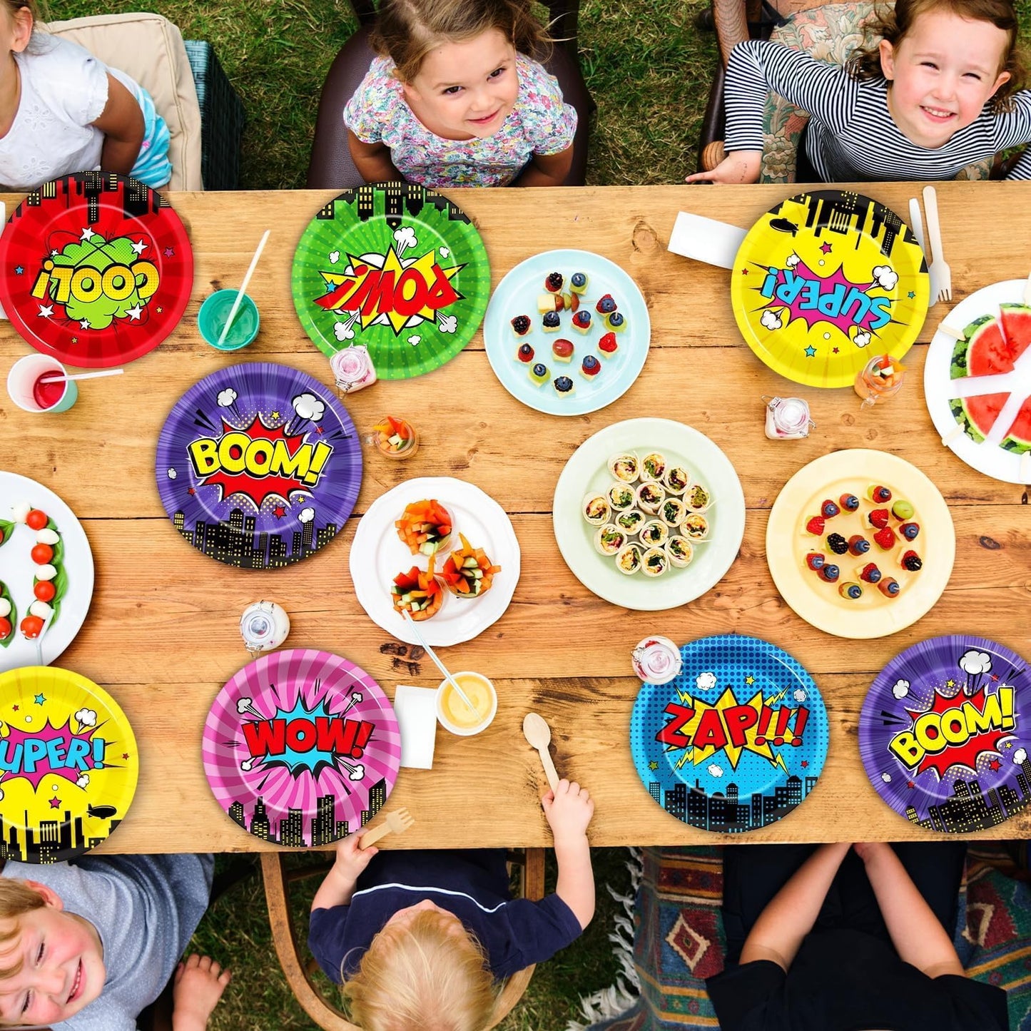CHUNNIN 60 Pcs Super Theme Hero Party Plates – 9in Disposable Birthday Tableware