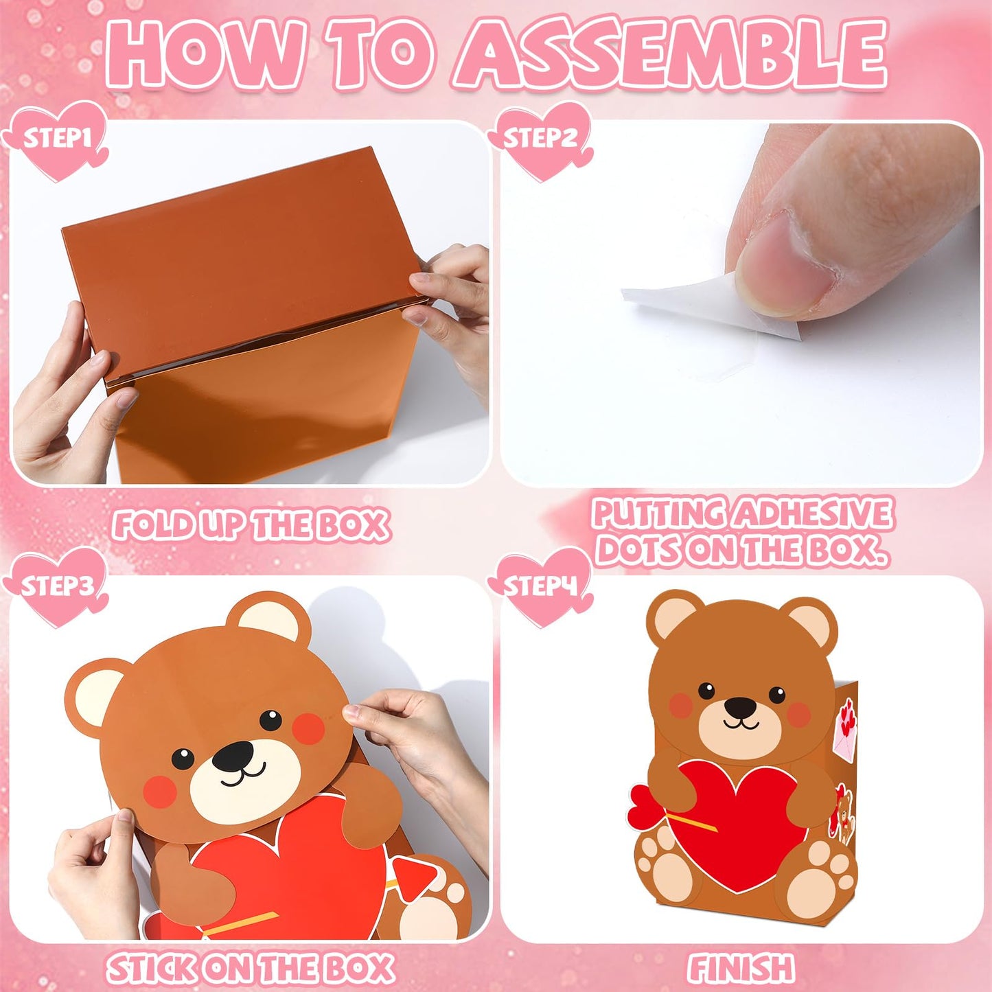 CHUNNIN Valentines DIY Bear Mailbox Card Box Kit for Kids