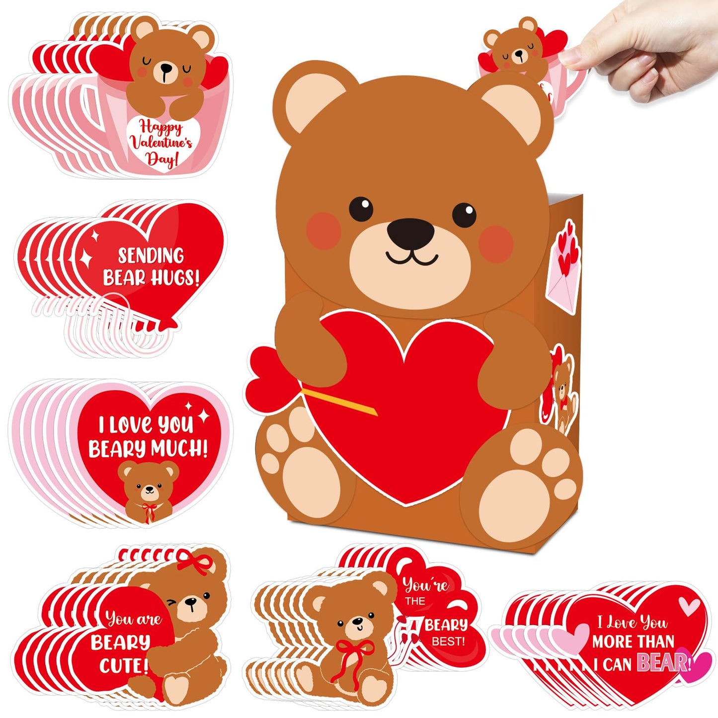 CHUNNIN Valentines DIY Bear Mailbox Card Box Kit for Kids