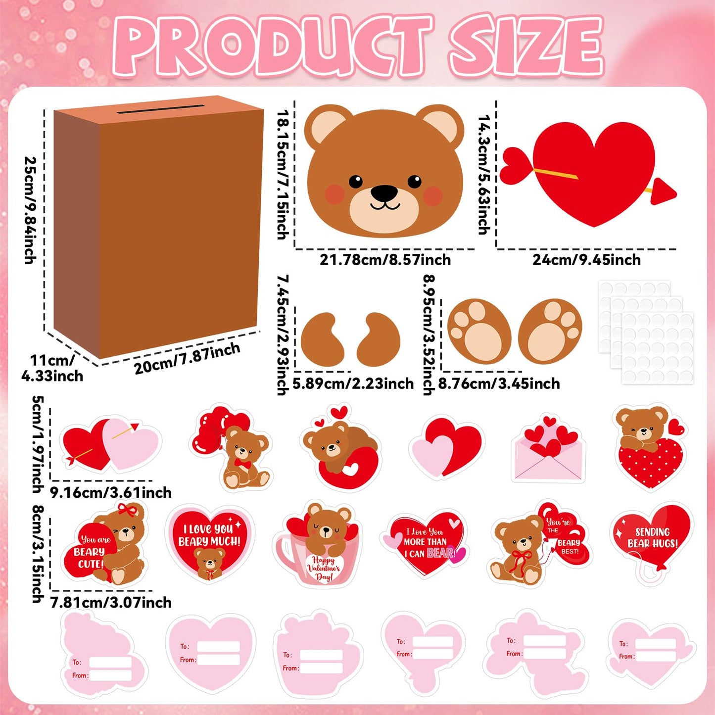 CHUNNIN Valentines DIY Bear Mailbox Card Box Kit for Kids