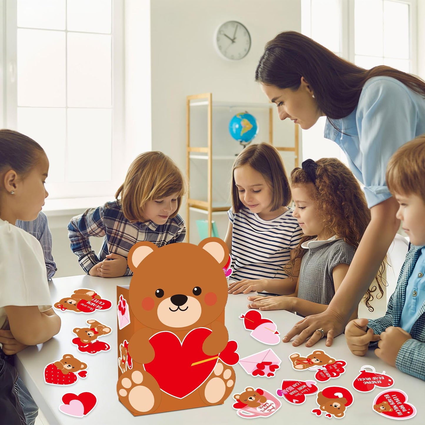 CHUNNIN Valentines DIY Bear Mailbox Card Box Kit for Kids