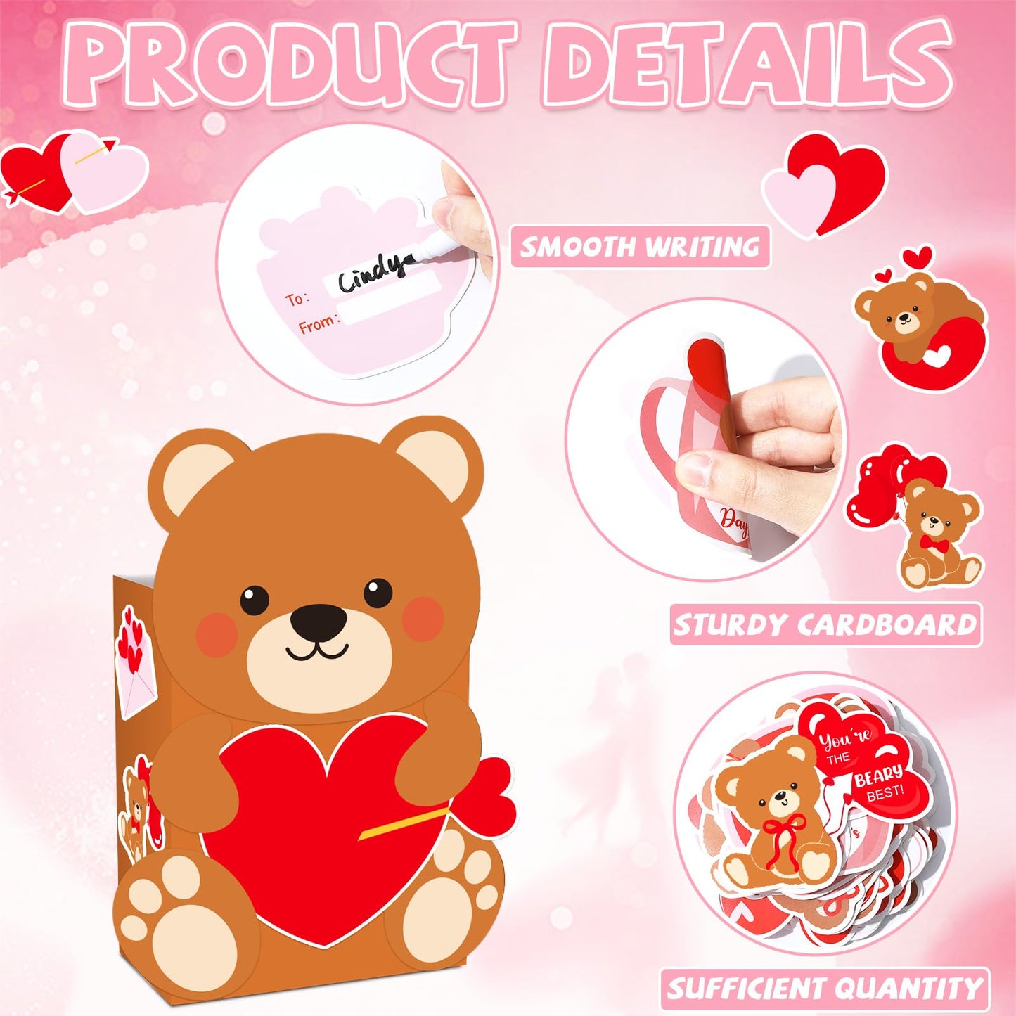 CHUNNIN Valentines DIY Bear Mailbox Card Box Kit for Kids