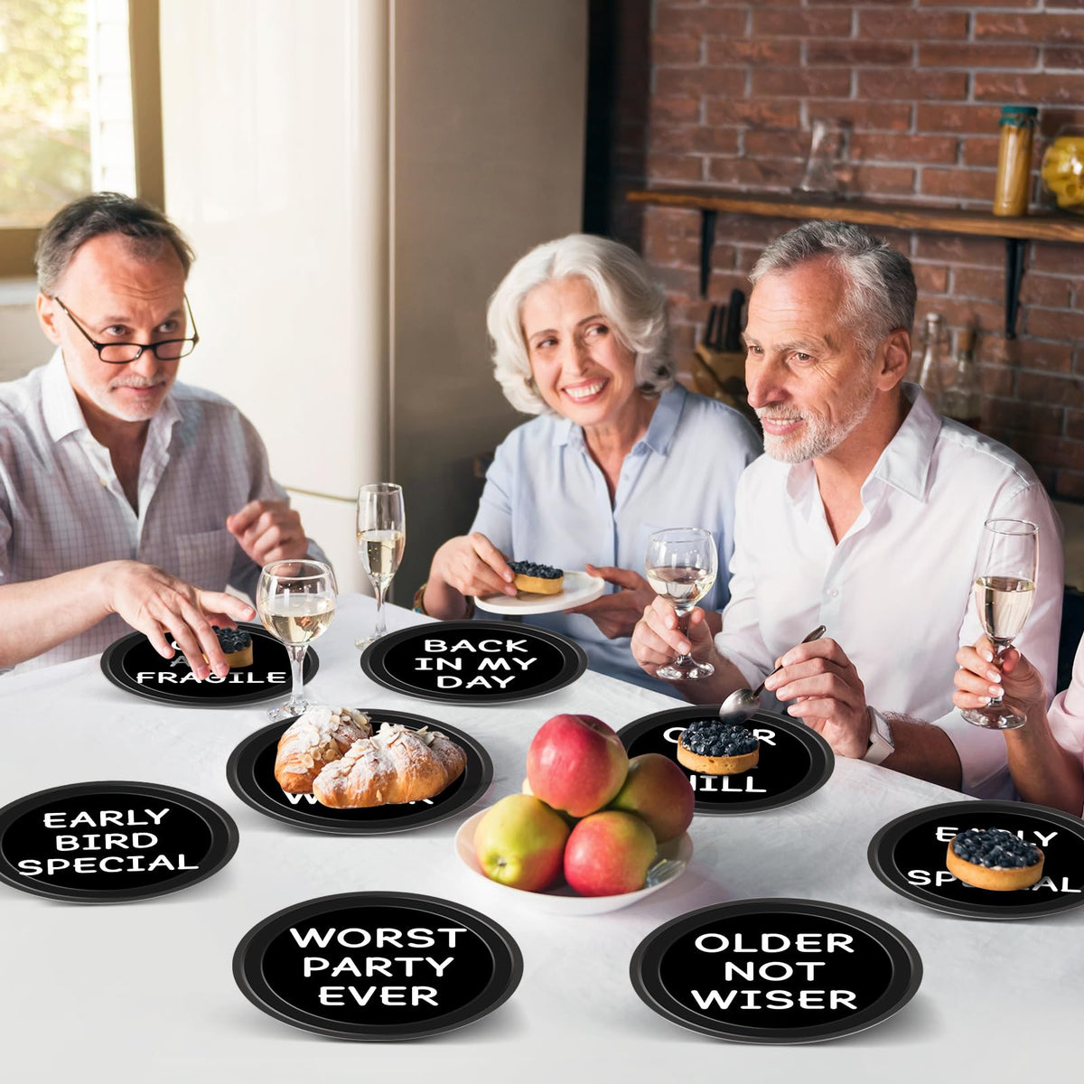 CHUNNIN 60PCS Funny Old Man Birthday Plates – 7in Over-the-Hill Party Supplies