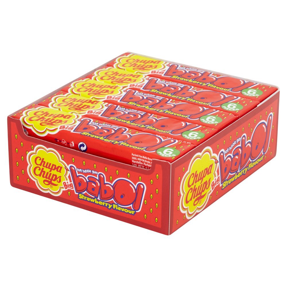 Chupa Chups Big Babol Strawberry Flavour Soft Bubble Gum 6 Pieces  27.6g  (Case of 20)
