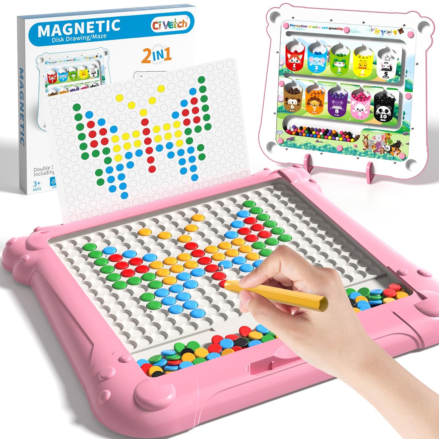 Ci Vetch 2-IN-1 Magnetic Drawing Board – Color Maze & Dot Art for Kids (Ages 3-8)