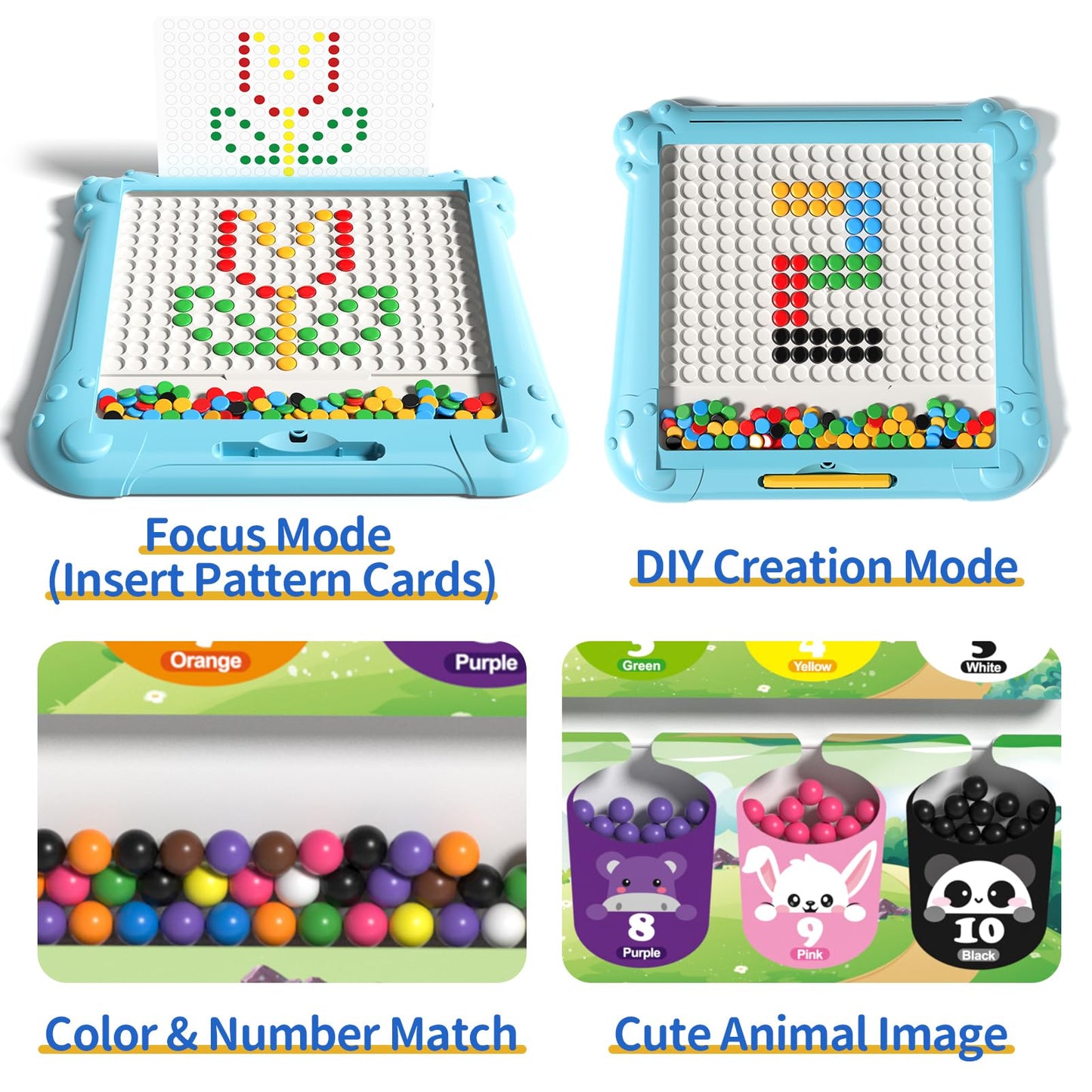 Ci Vetch 2-in-1 Large Magnetic Drawing Board for Toddlers & Kids | Color & Number Maze