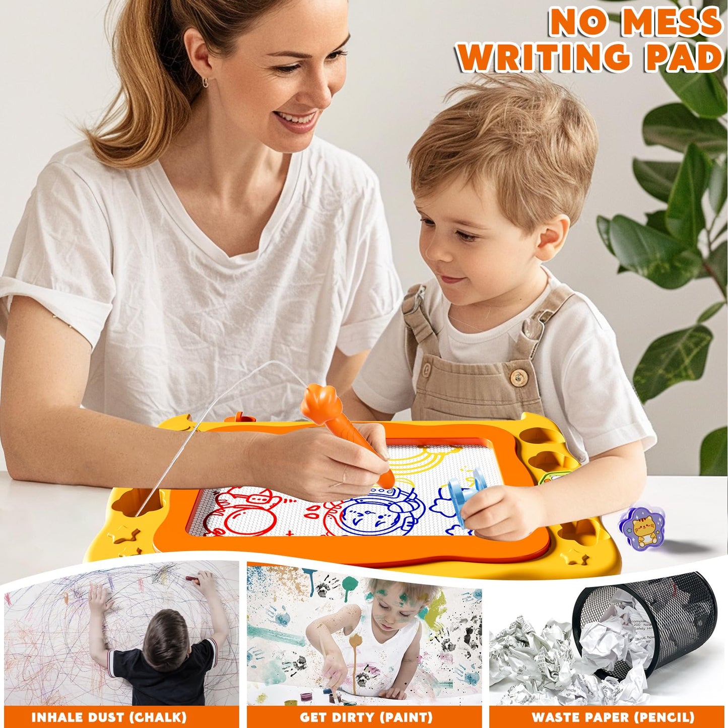 Ci Vetch Large Magnetic Drawing Board for 3-6 Year Olds | Mess-Free Doodle Board & Travel Toy