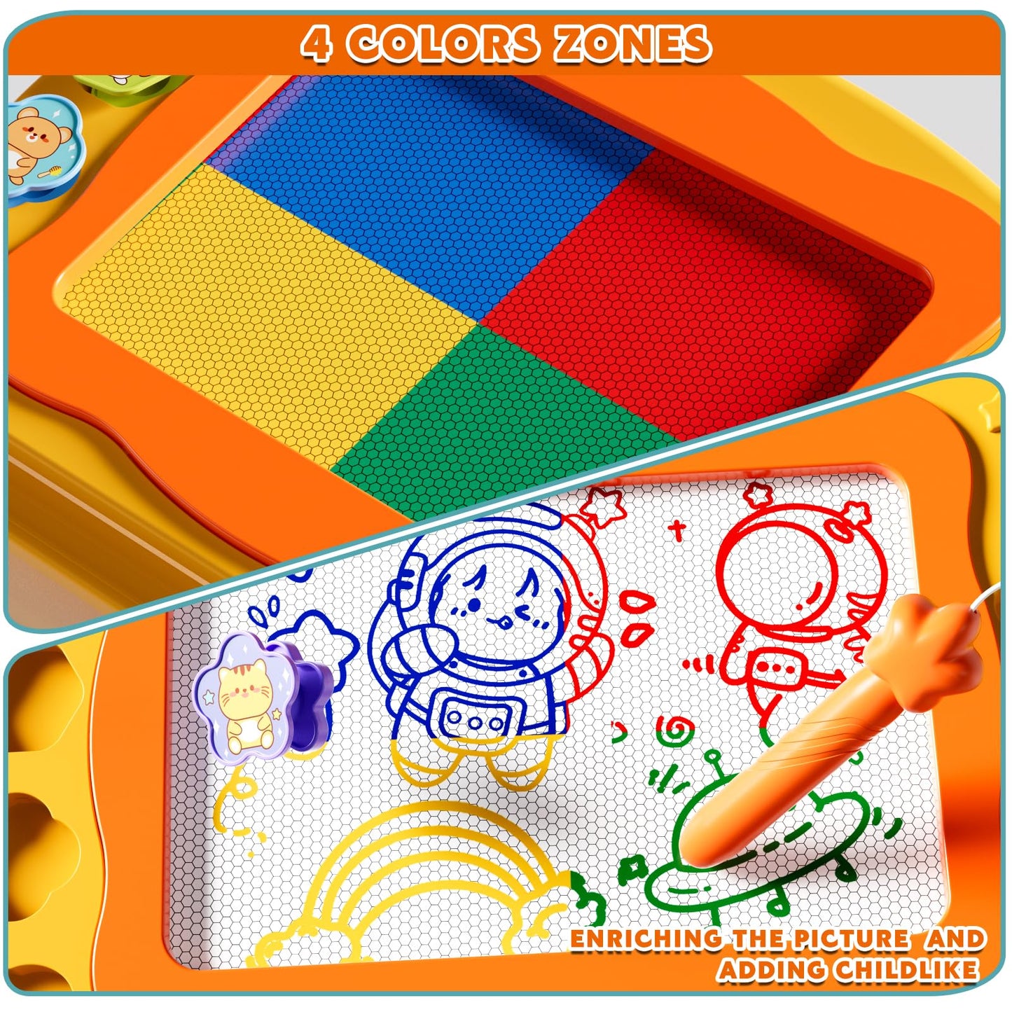 Ci Vetch Large Magnetic Drawing Board for 3-6 Year Olds | Mess-Free Doodle Board & Travel Toy