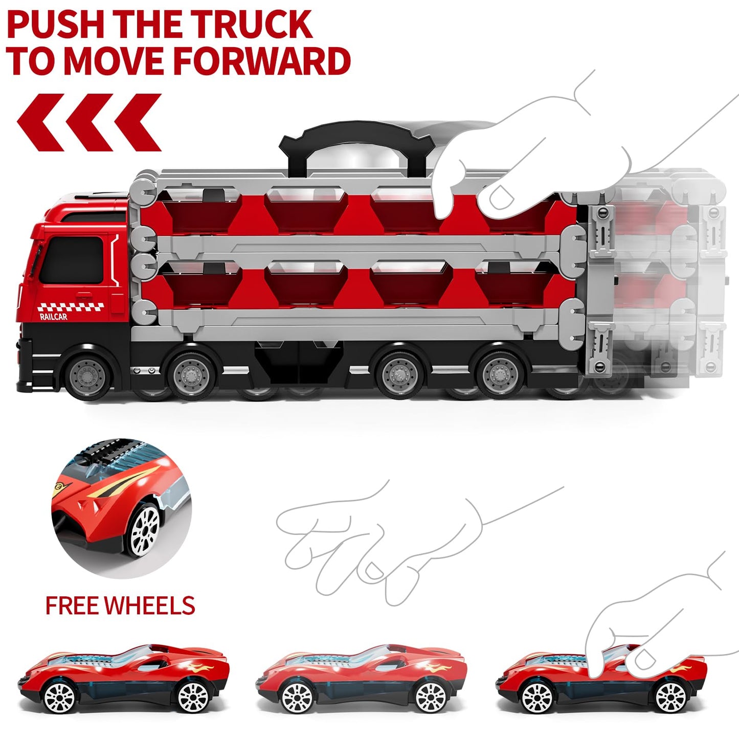 Ci Vetch 78-Inch Transport Truck + 24 Die-Cast Cars – Race Track Playset