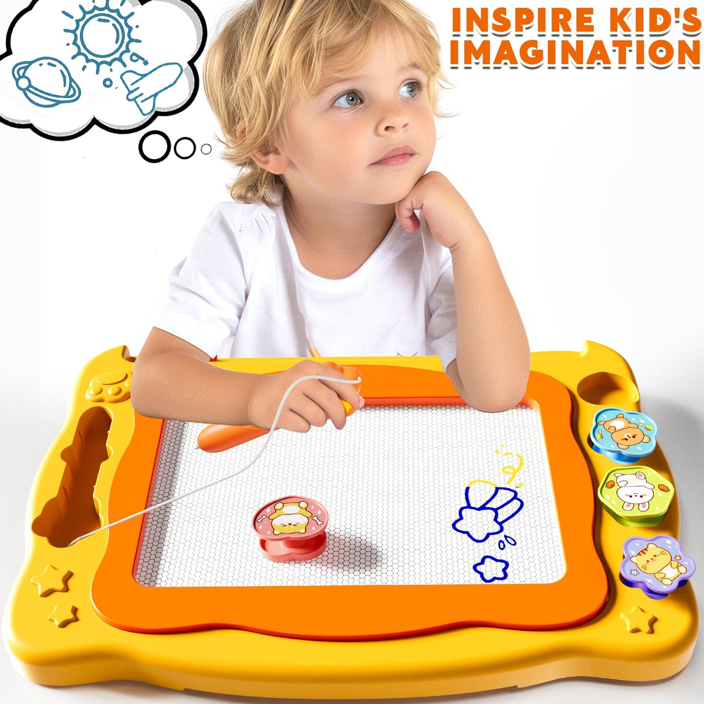 Ci Vetch Large Magnetic Drawing Board for 3-6 Year Olds | Mess-Free Doodle Board & Travel Toy