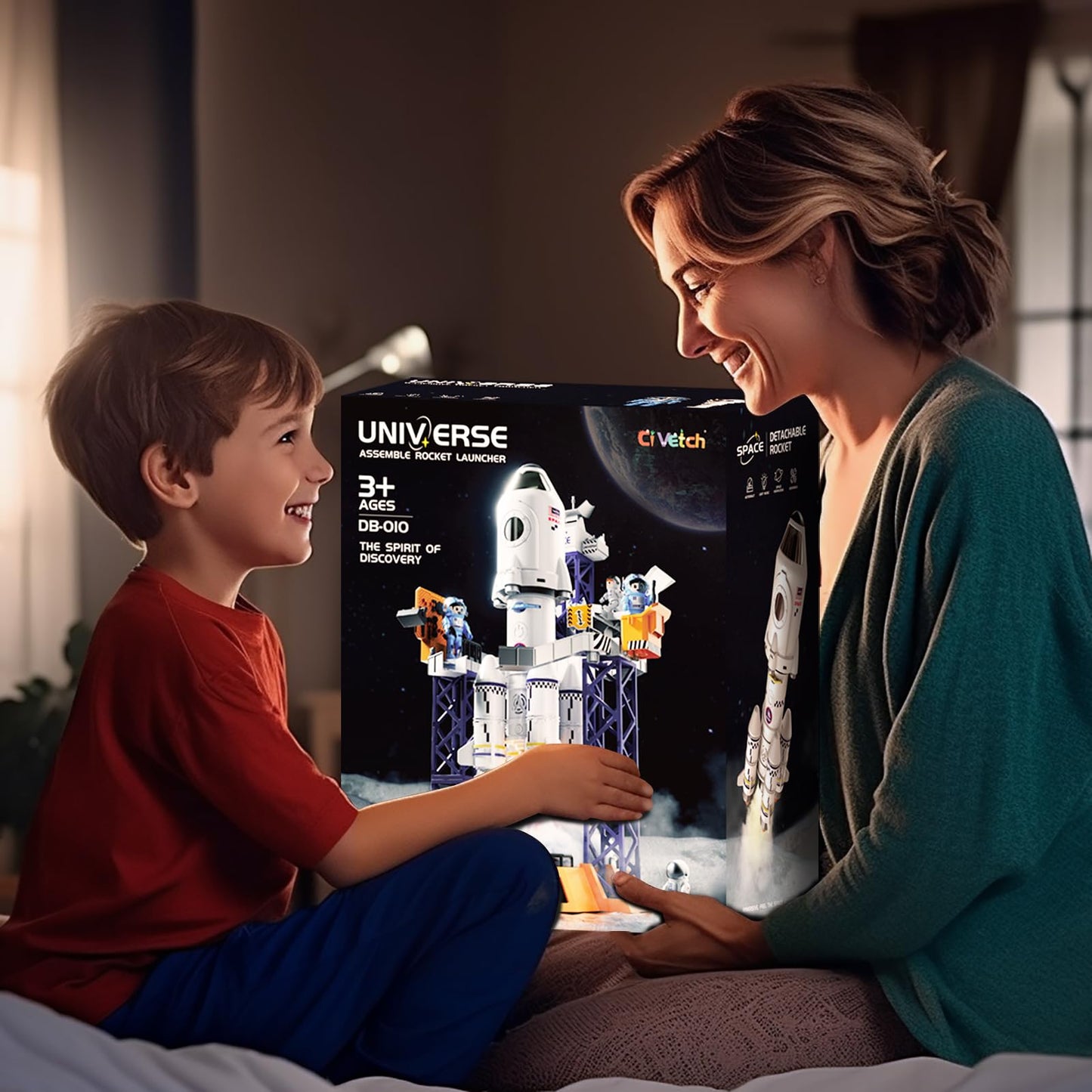 Ci Vetch Rocket Launcher Space Shuttle Toy – 2-in-1 STEM Building Set for Kids (Ages 3–9)